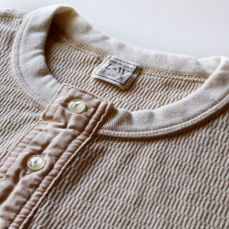 LRH1041 - SUPIMA LONG HONEYCOMB KNIT HENLEY NECK THERMAL
