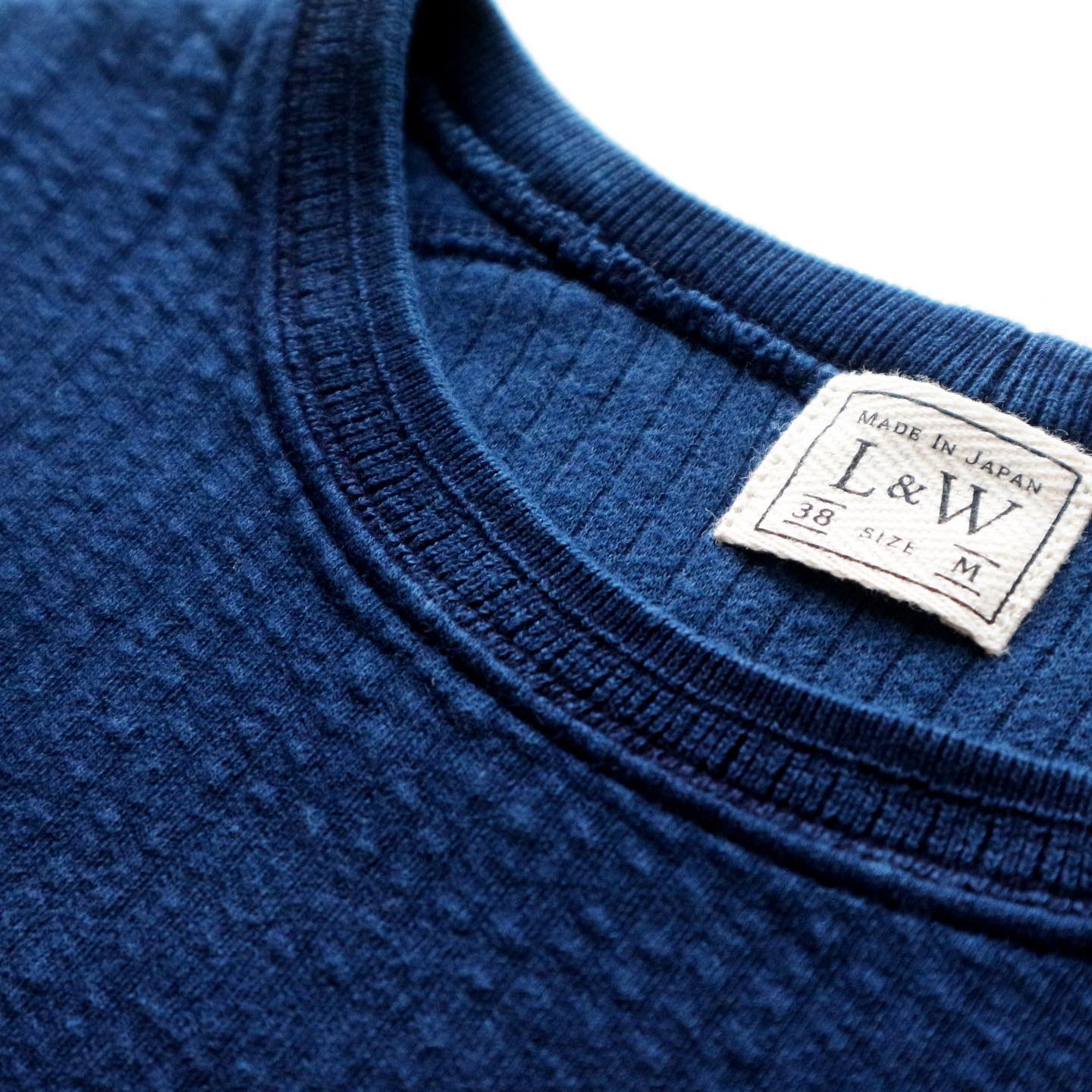 ODLW013 / INDIGO DYED DOUBLE-FACE JACQUARD THERMAL CREWNECK