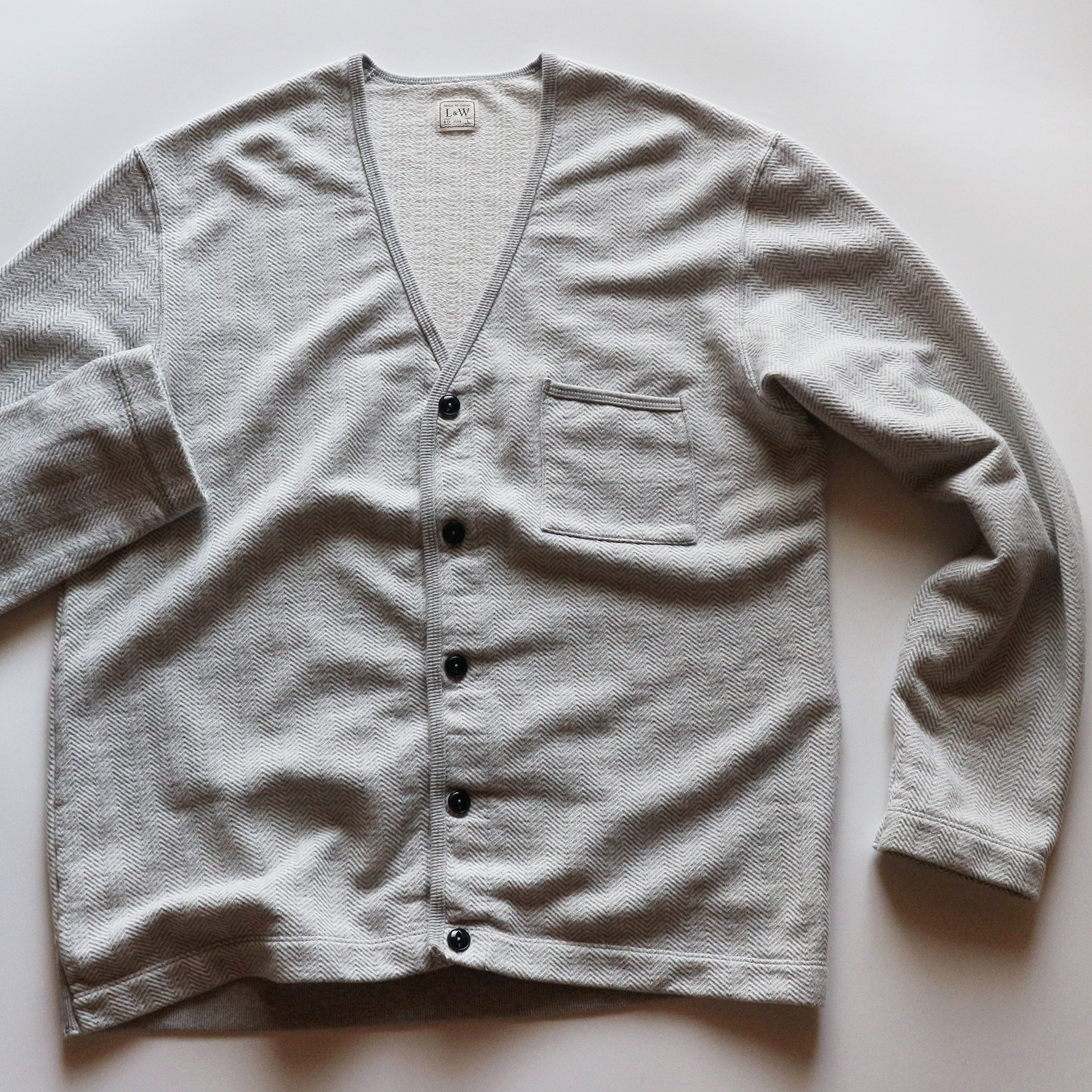LRC1116 - BIG HERRINGBONE PILE KNIT 50s CARDIGAN