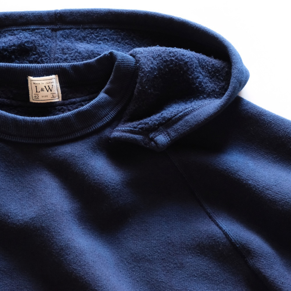 ODLW026 - OD+LW INDIGO DYED SUPER FLUFFY KNIT AFTER HOOD SWEATSHIRT