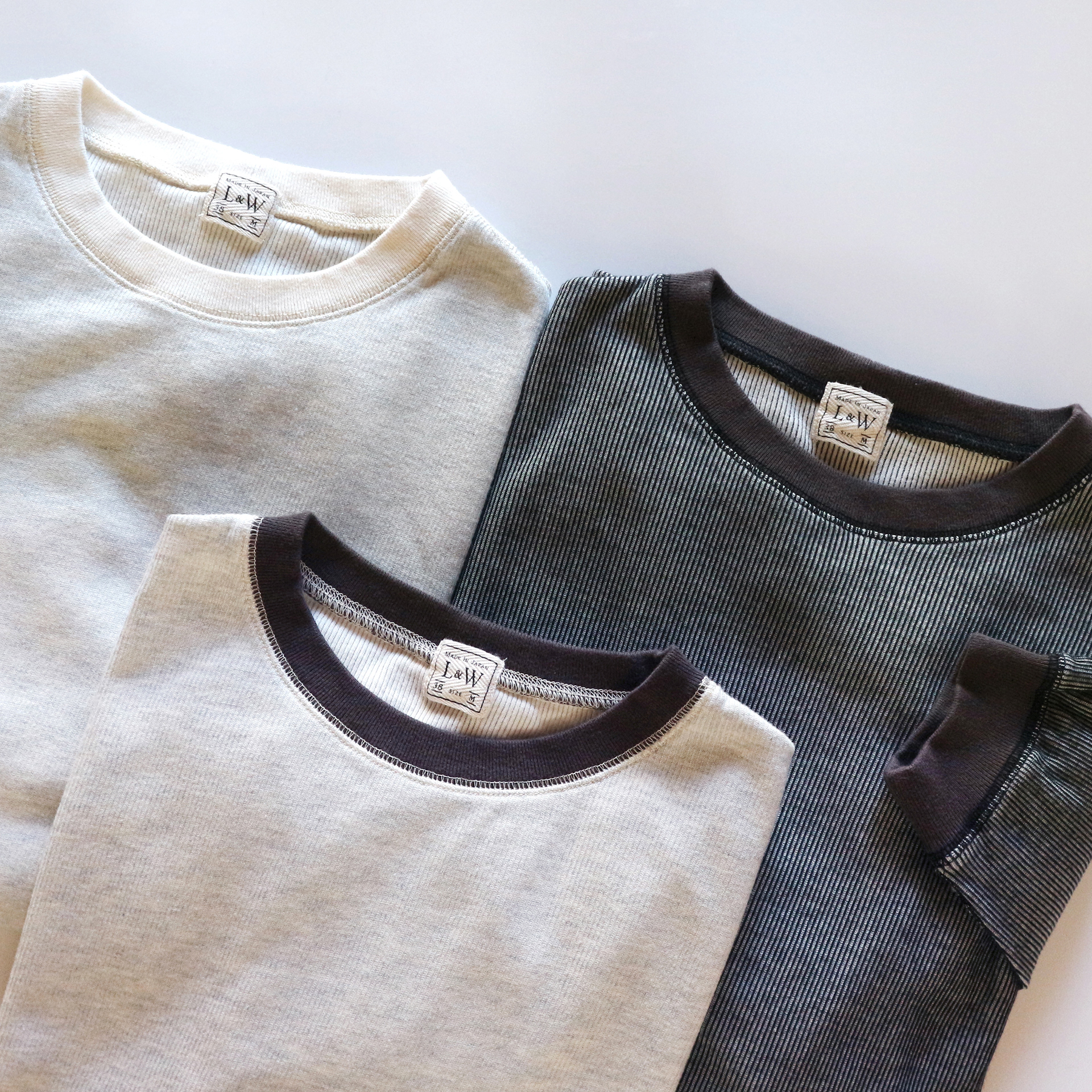 LRC1100 - DOUBLE FACE VINTAGE PINSTRIPE RIB KNIT L/S CREWNECK