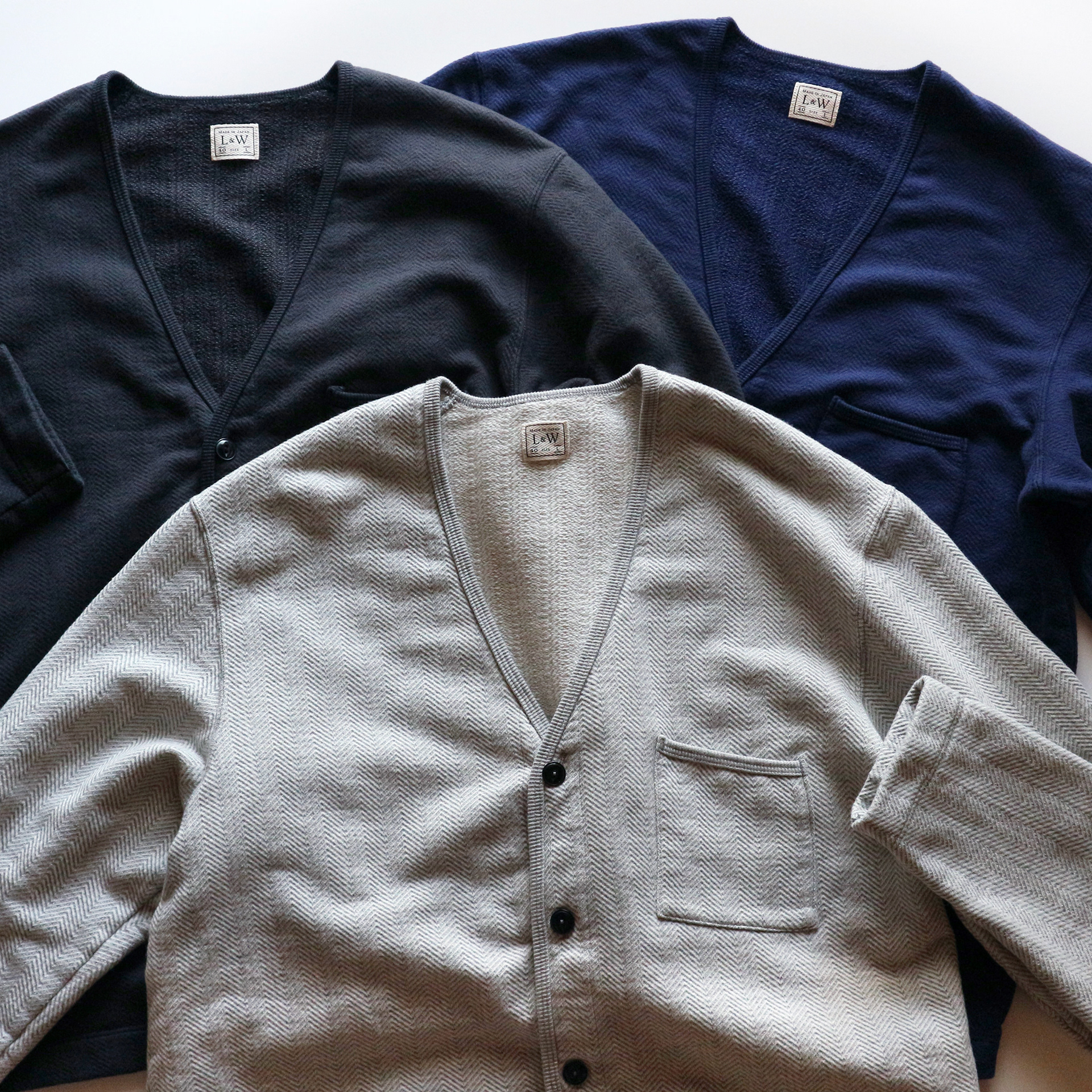 LRC1116 - BIG HERRINGBONE PILE KNIT 50s CARDIGAN