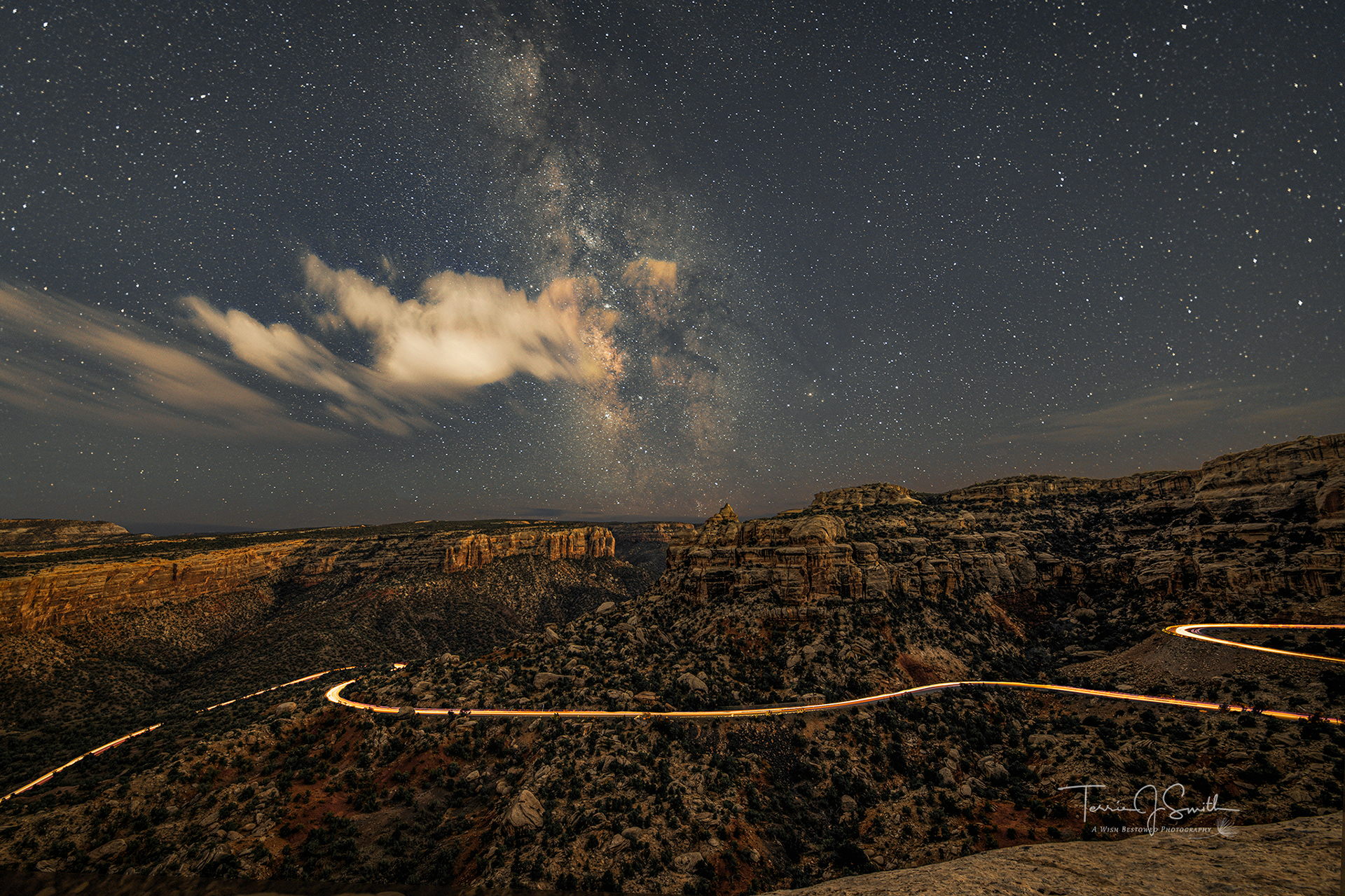 Milky Way and Light Trails