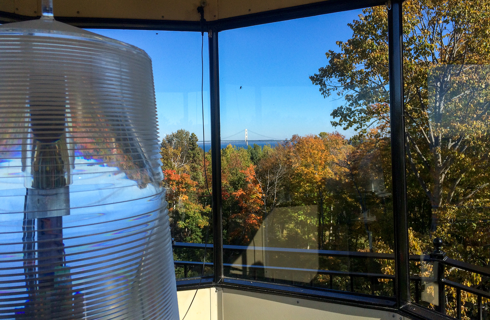 McGulpin Point LIghthouse view of the Mackinac Bridge 2016