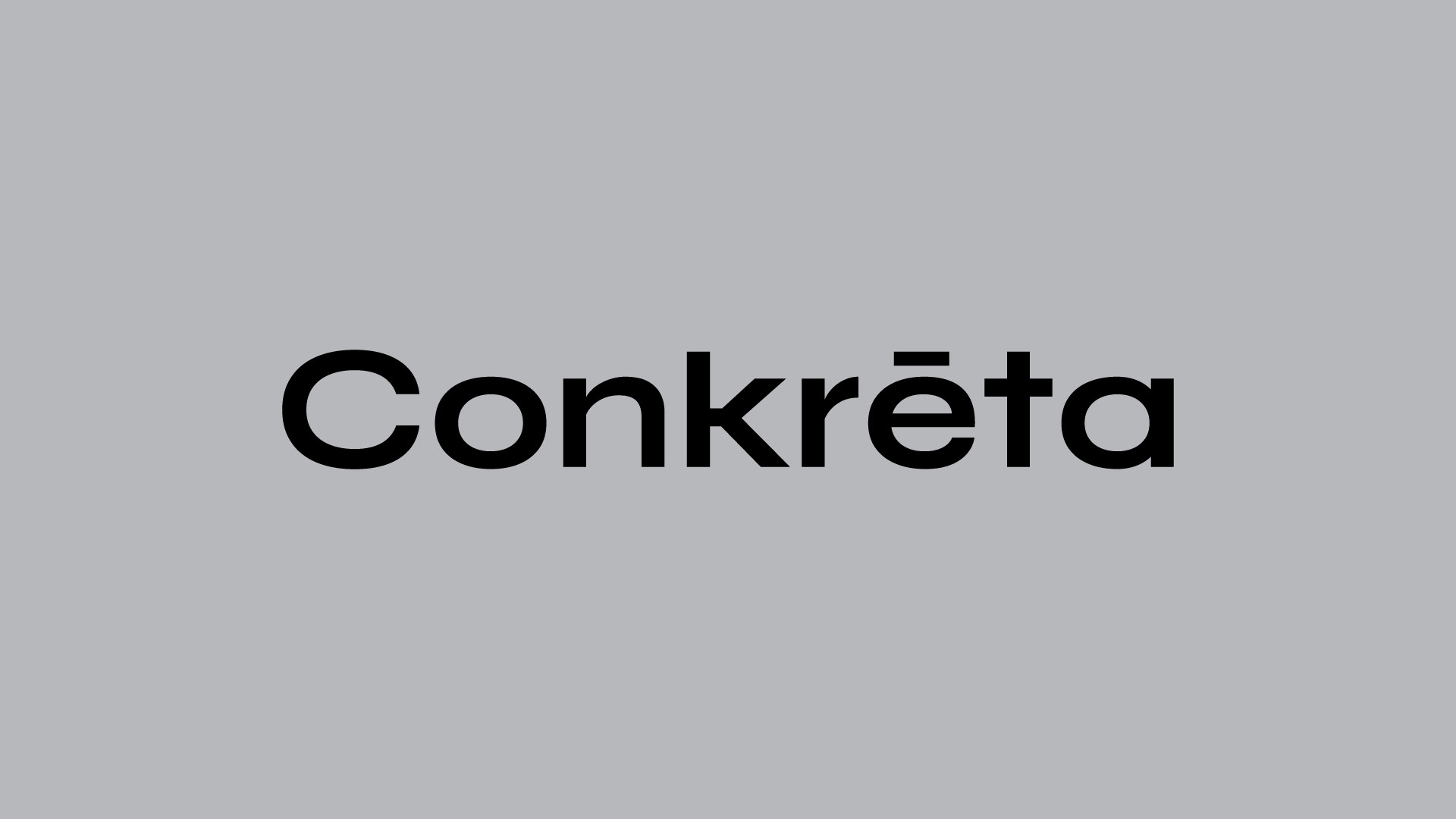 Conkreta logotype in black, over a gray background