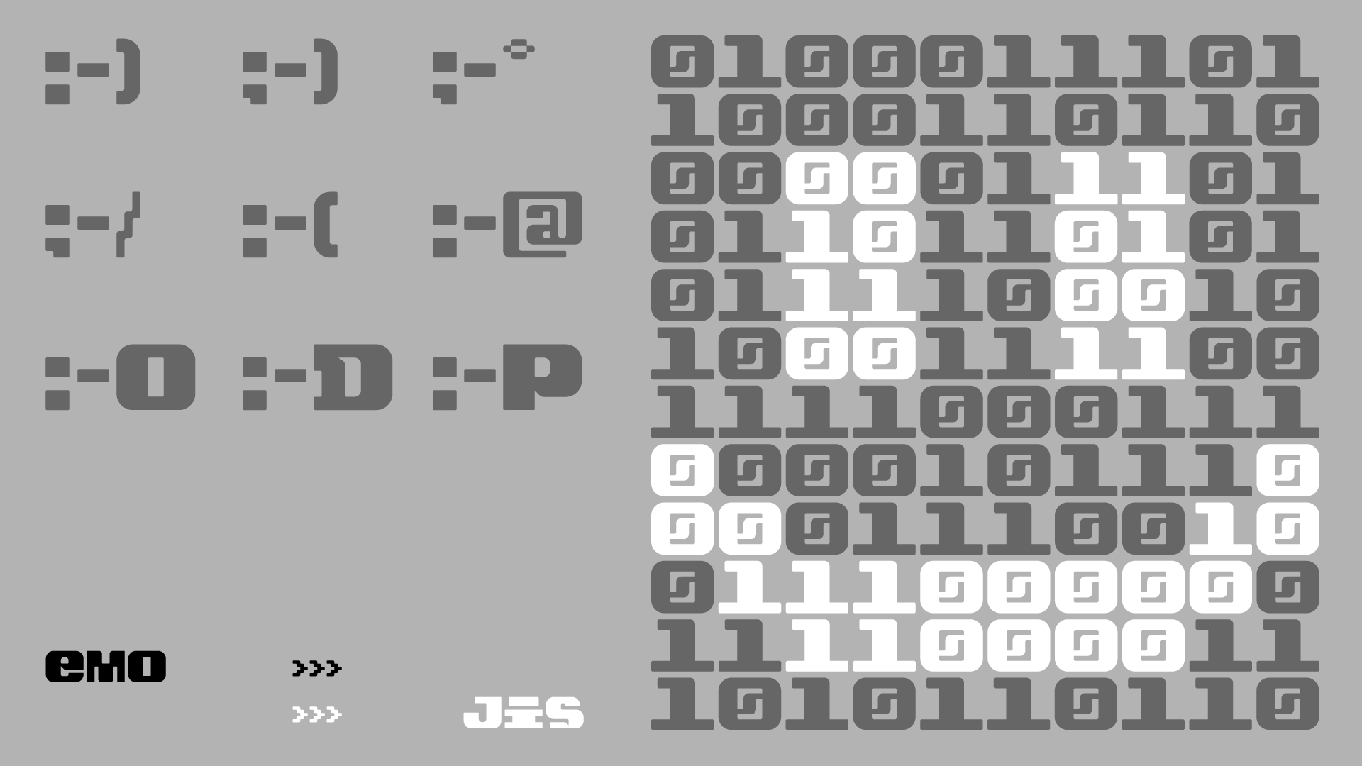 Χρήση custom γραμματοσειράς για το σχεδιασμό emoticons και γραφιστικός σχεδιασμός ενός προώπου με τα στοιχεία της γραμματοσειράς.