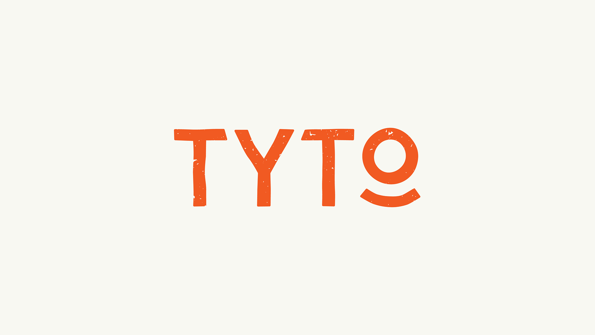 TYTO hiking logotype in orange and warm white brand colors. Inspired by trail lines on the map.