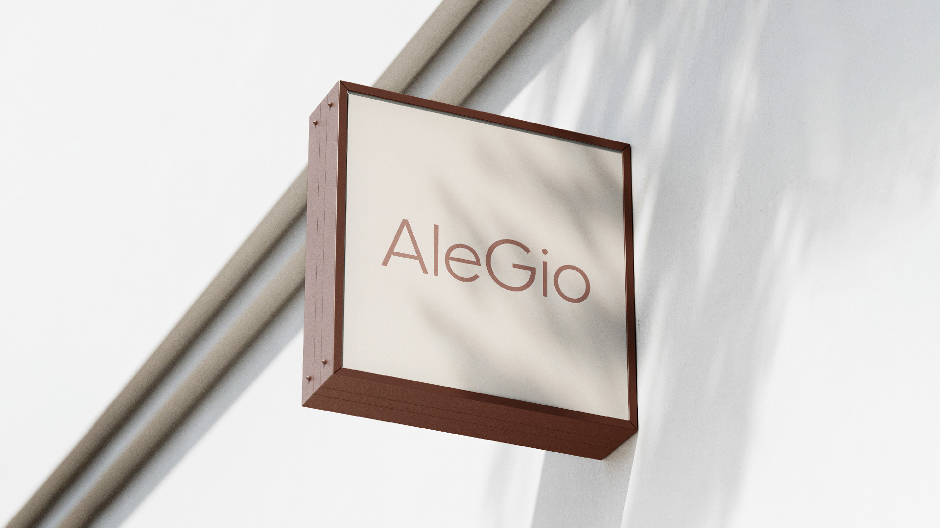 AleGio silver jewelry blade sign featuring the logotype.