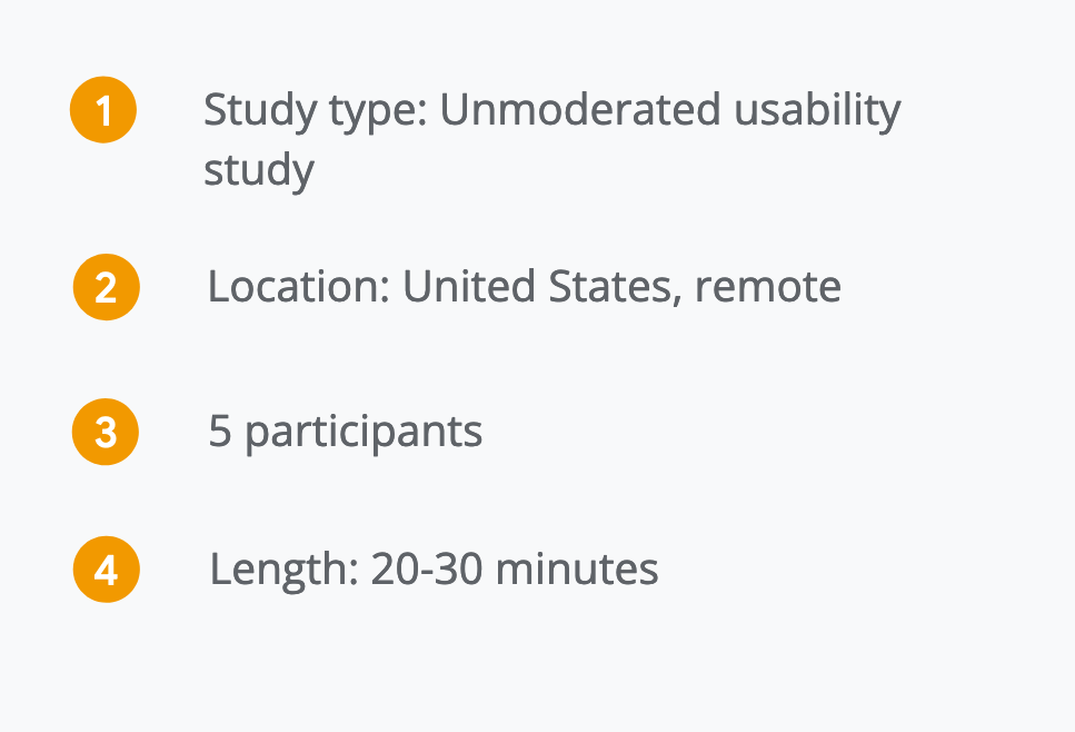 Usability study: parameters