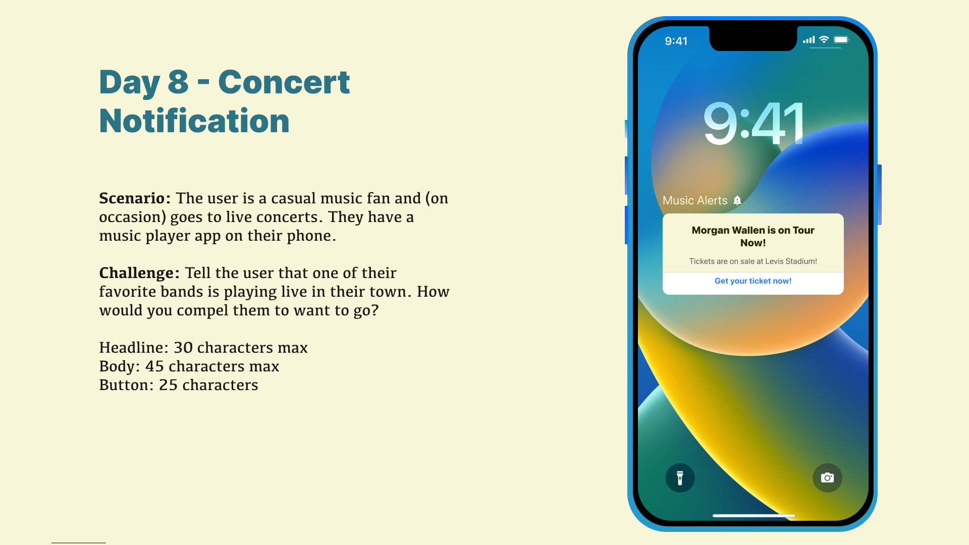 UX Writing Challenge: Day 8 - Concert Notification