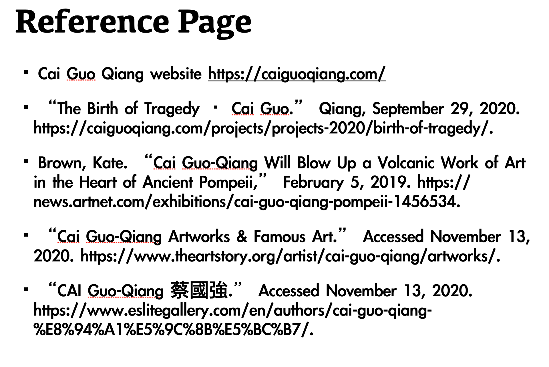Reference page