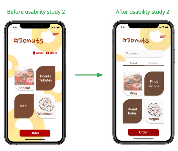 Mockups of the refined design after the usability studies