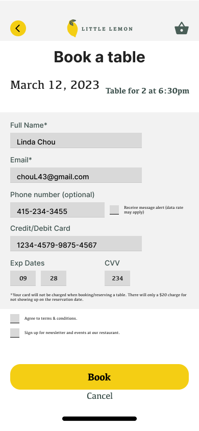 Filled user info