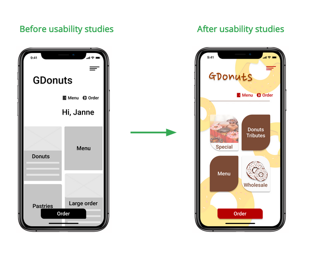 Mockups of the refined design after the usability studies