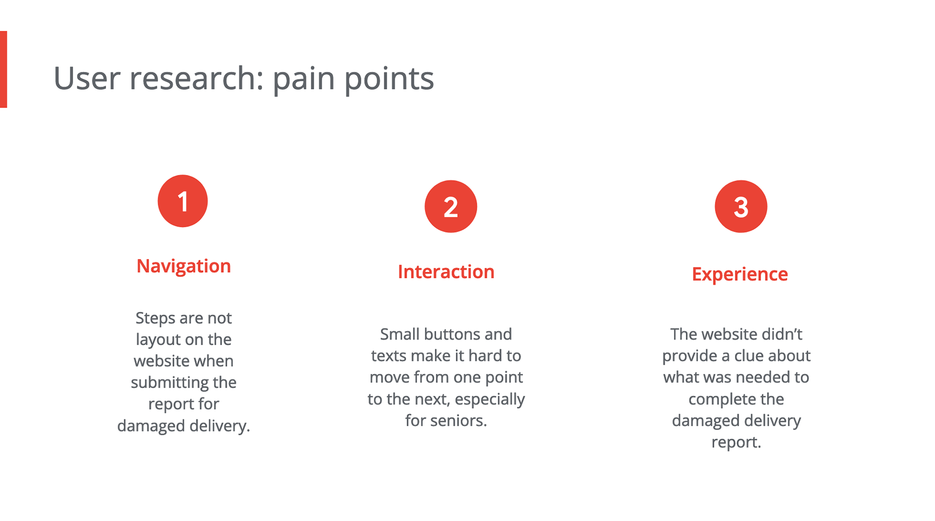 User research - pain points