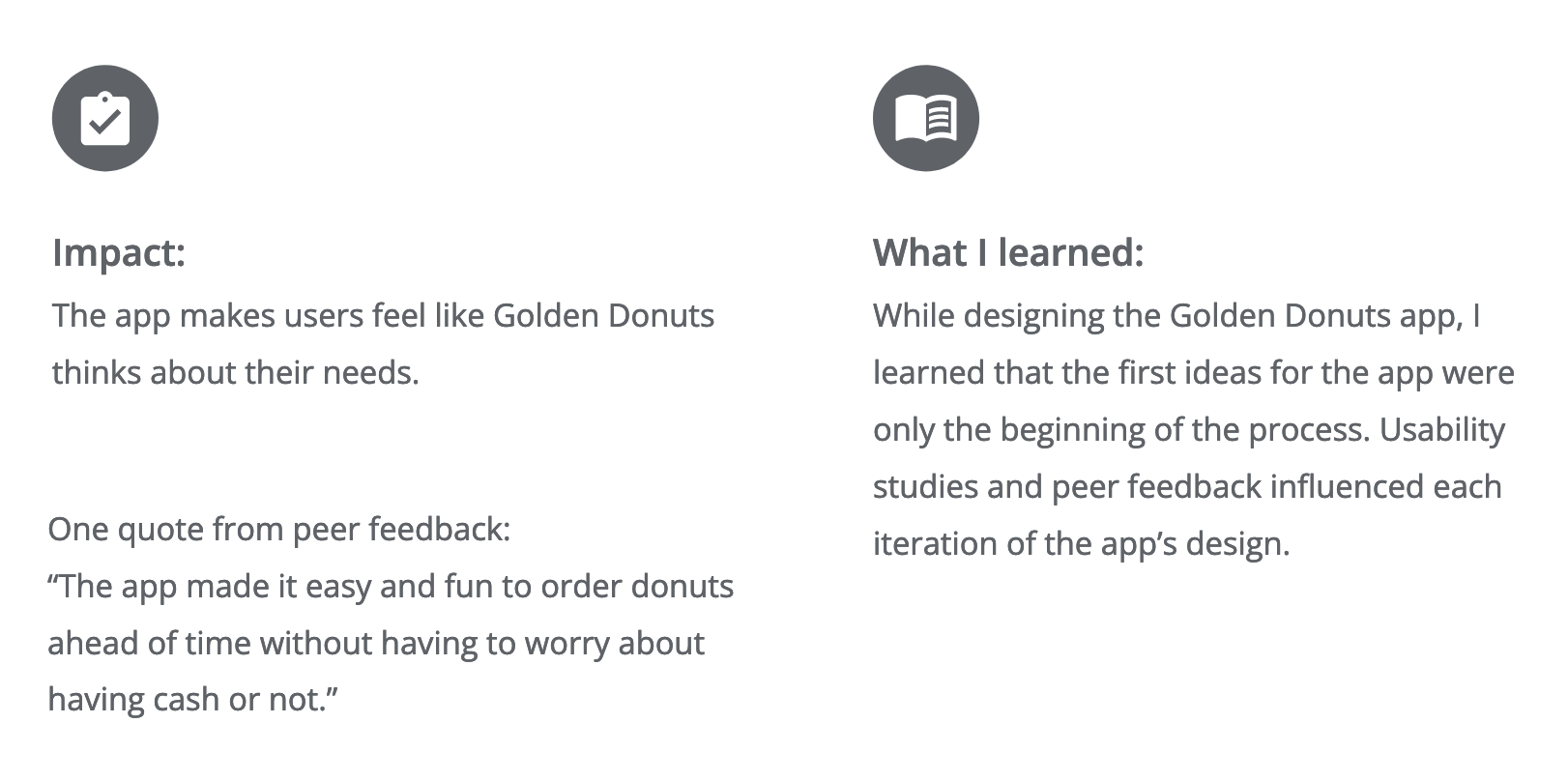 Takeaways include impact and what I learned from the project.