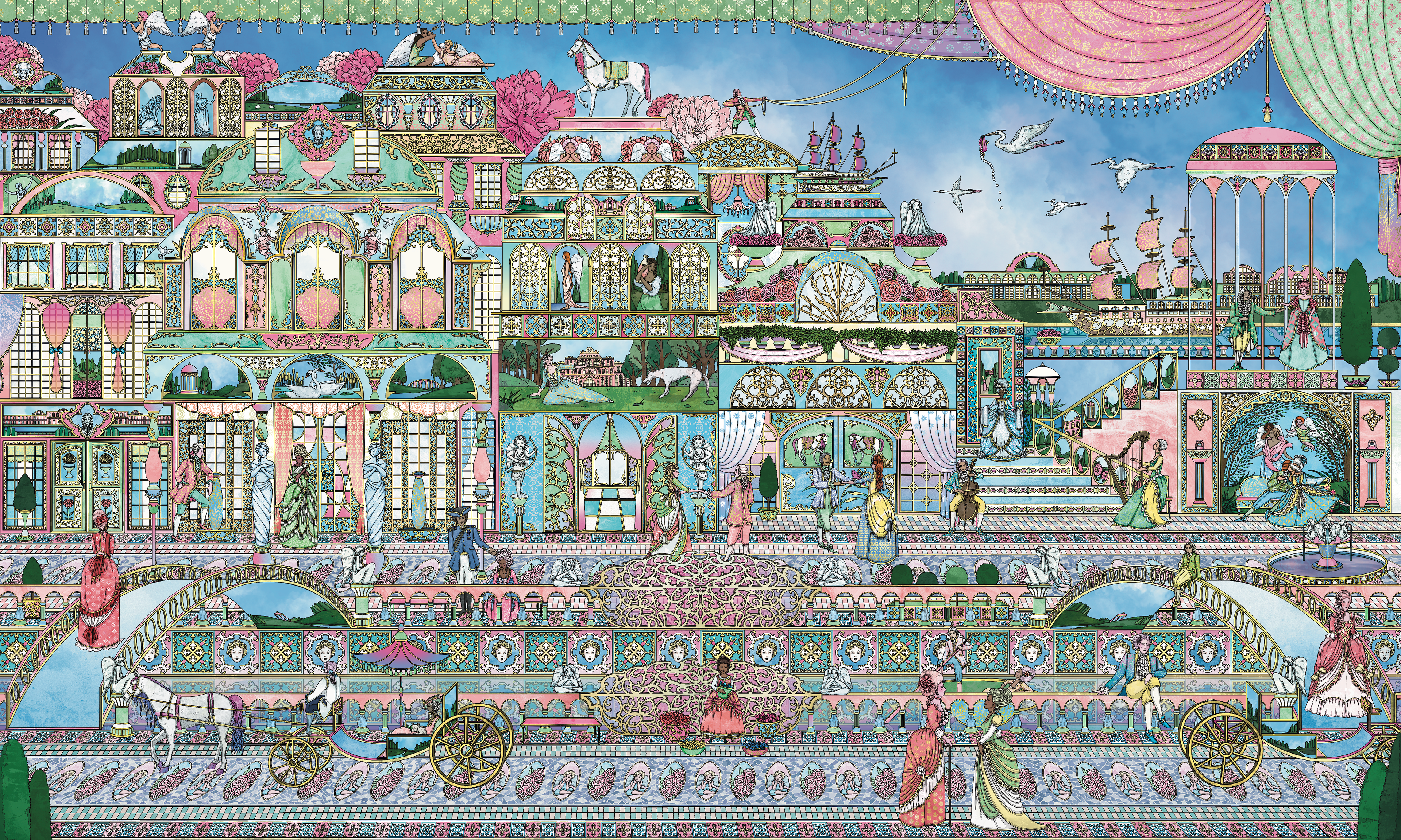 Rococo inspired commission for SeenYou scenery sticker, 2026