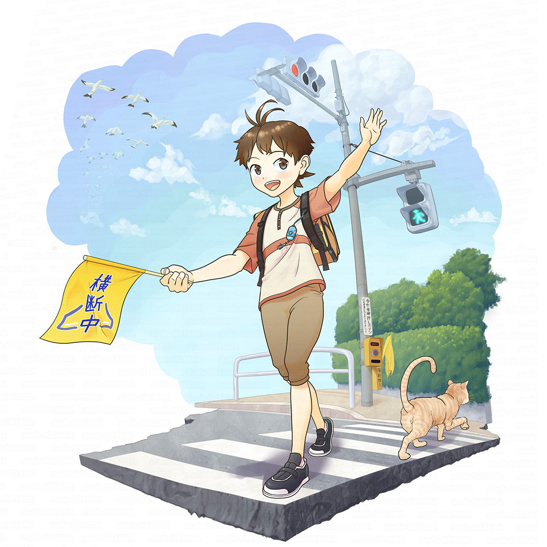 ビネットイラスト「横断歩道」