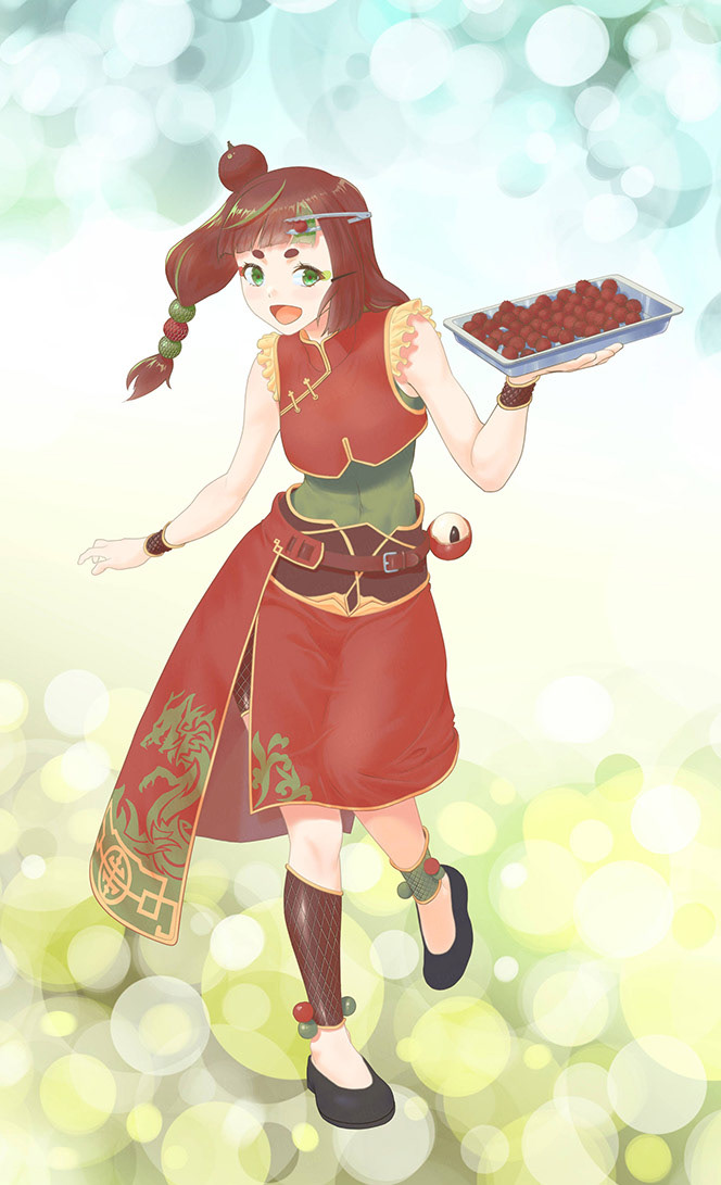 擬人化「ライチ」キャラデザイン。サラダバーでしか見ない事や、産地の印象を盛り込んだ物。地方創生などにも。