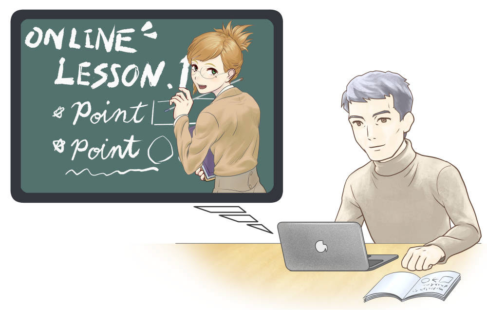 オンライン授業_生徒成人&女性教師