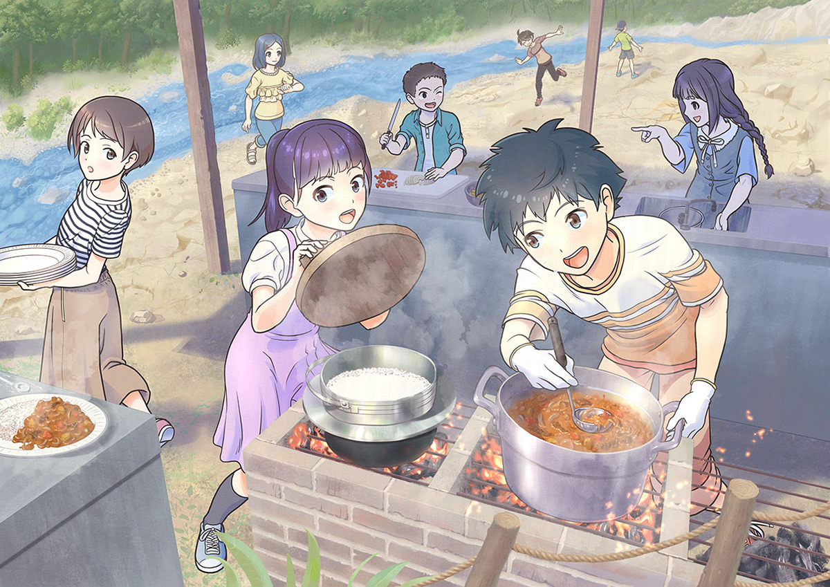 「キャンプでカレー作り」 