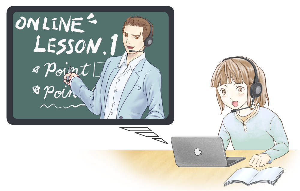 オンライン授業_生徒女子&教師男性