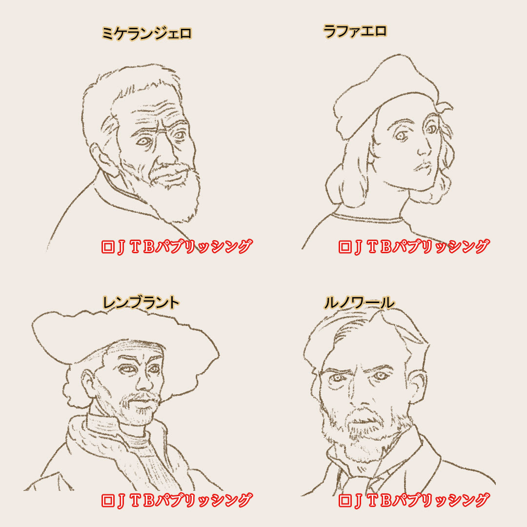 『るるぶ大塚国際美術館』(画家の似顔絵19点)