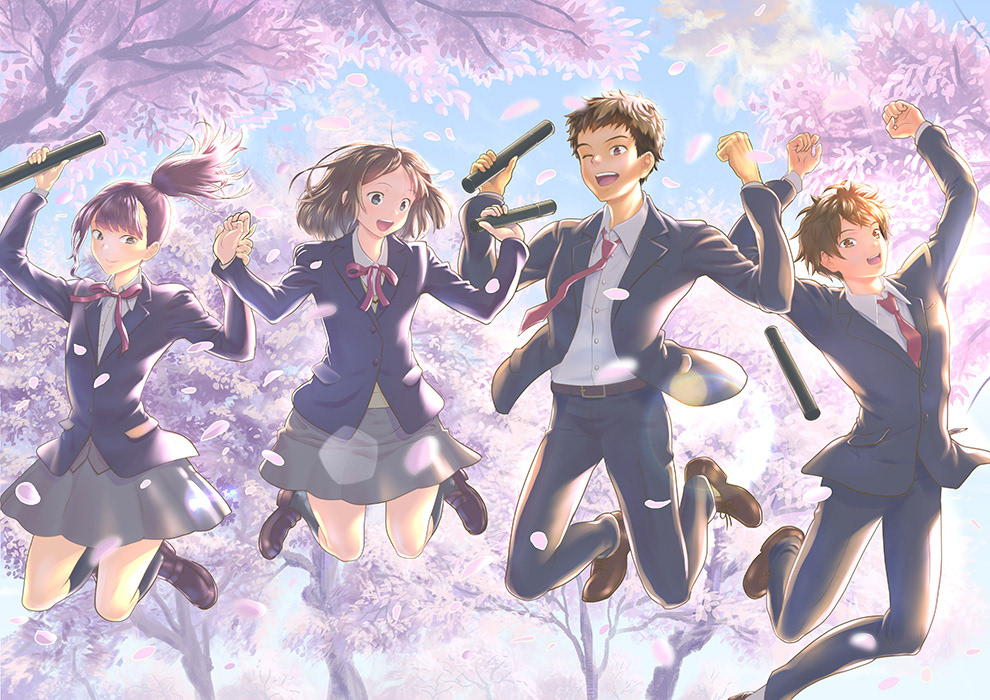 学生　桜　卒業　ジャンプ