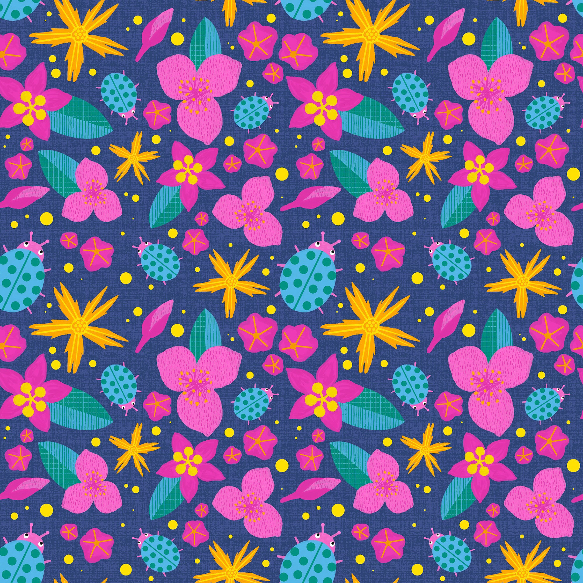 Floral Ladybug Pattern