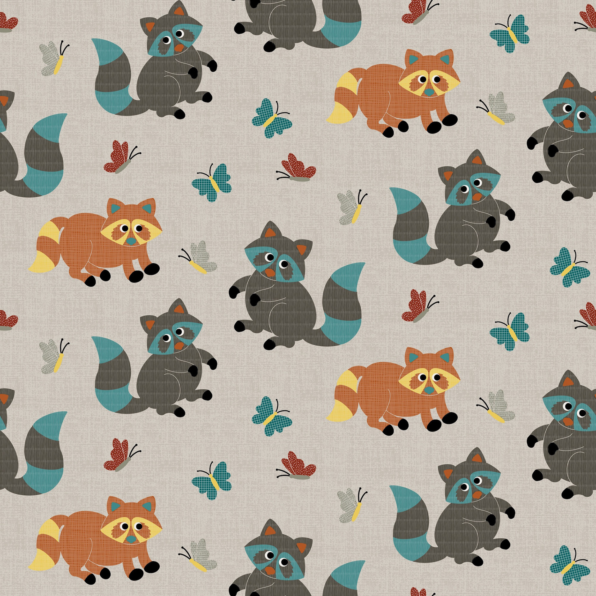 Raccoon Half Drop Pattern