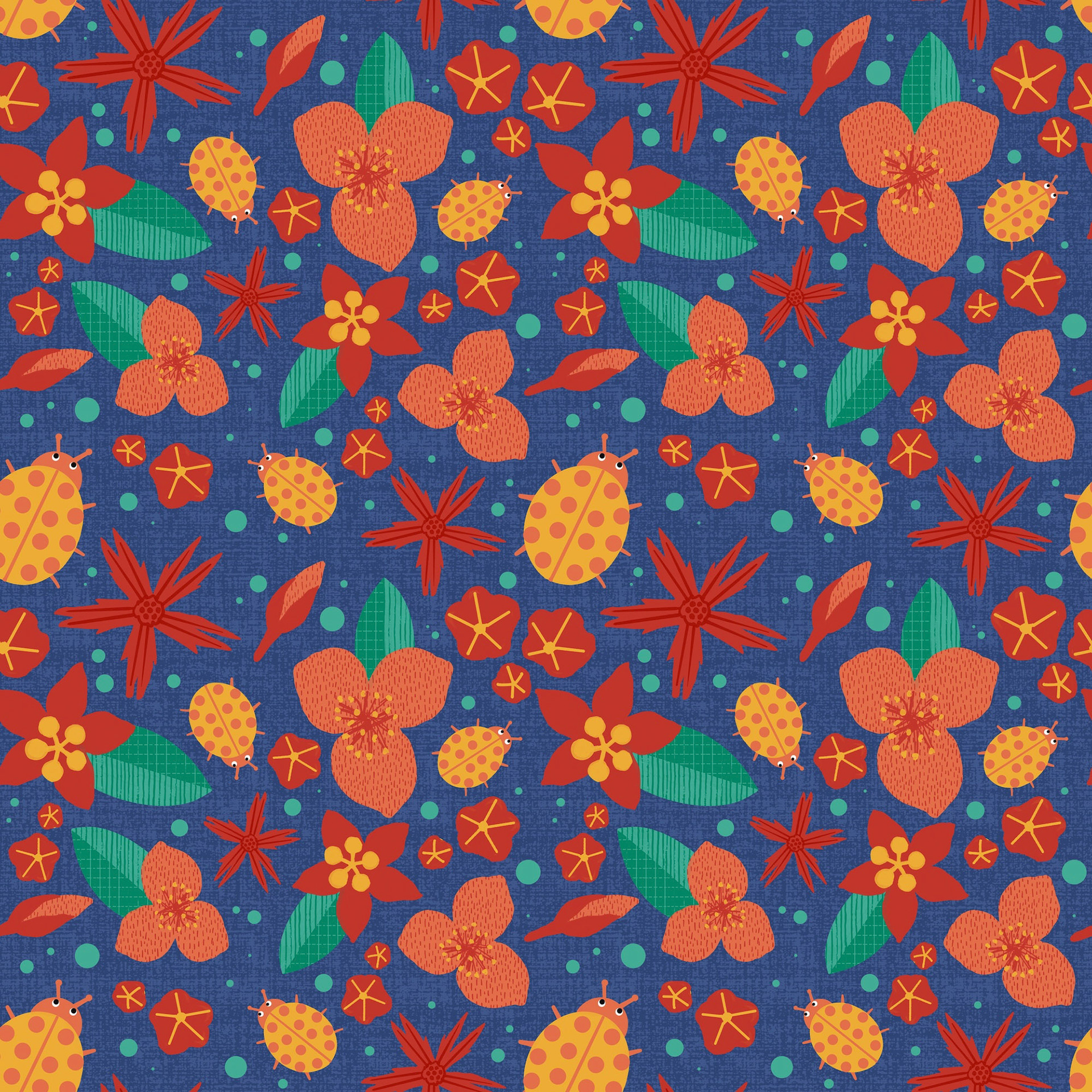 Floral Ladybug Pattern