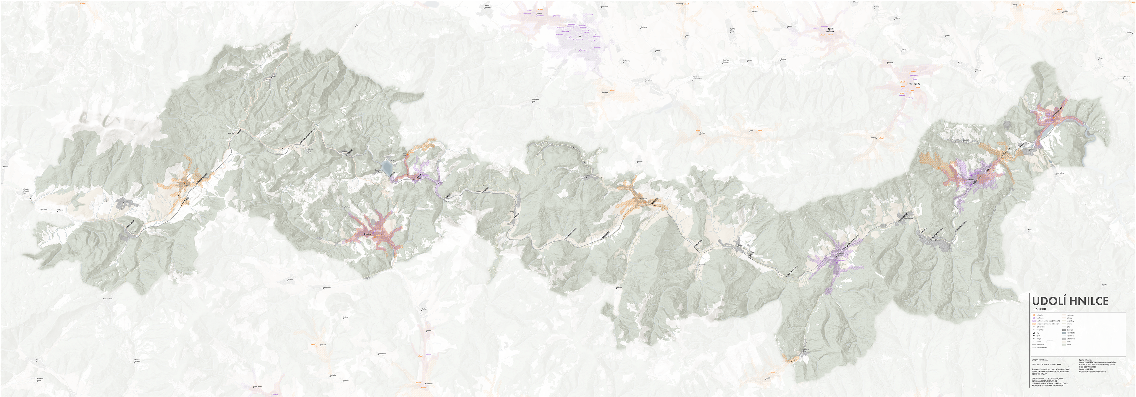 mapa vybavenosti venkovského regionu údolí Hlince