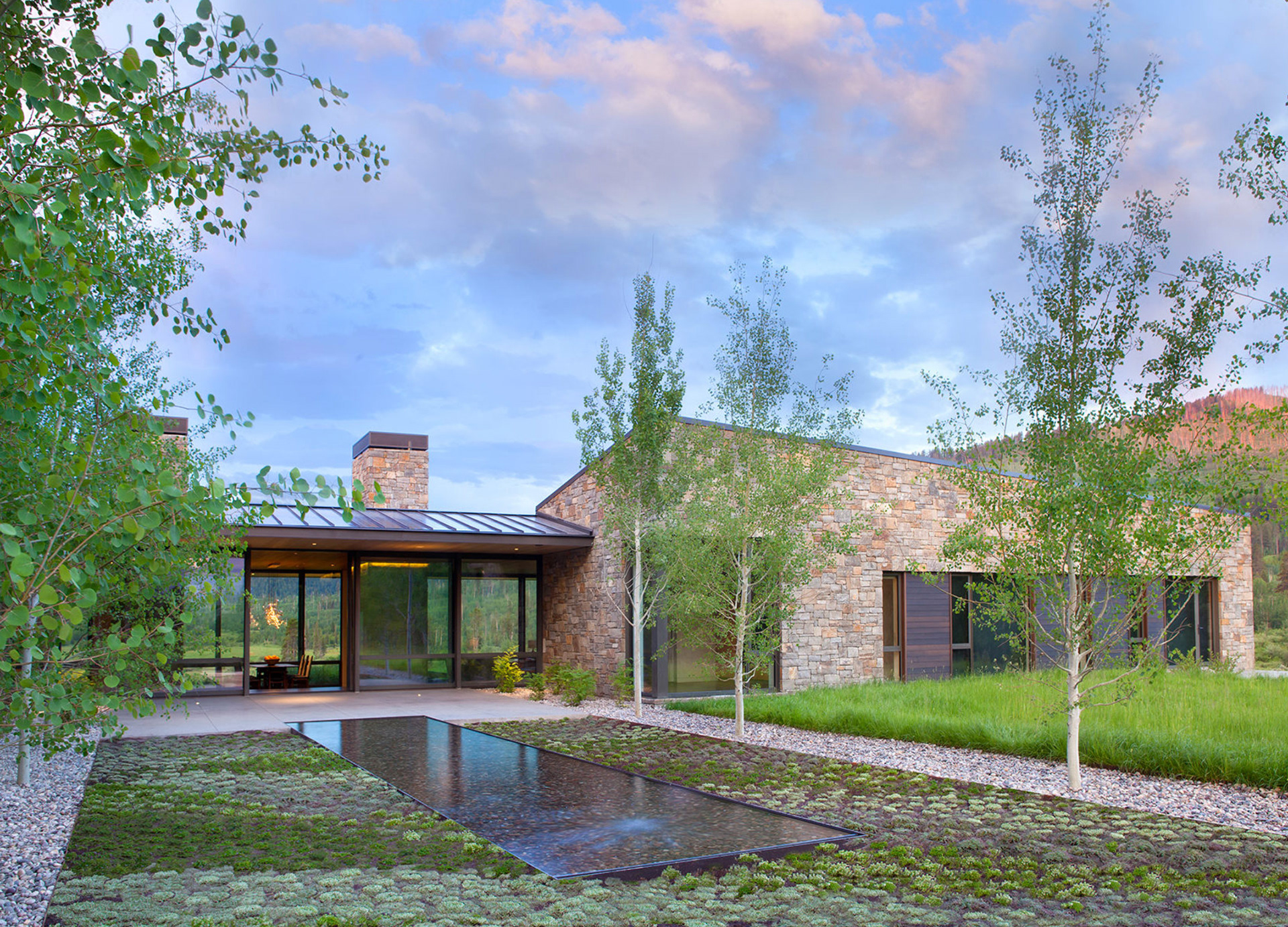 Outdoor reflective pool