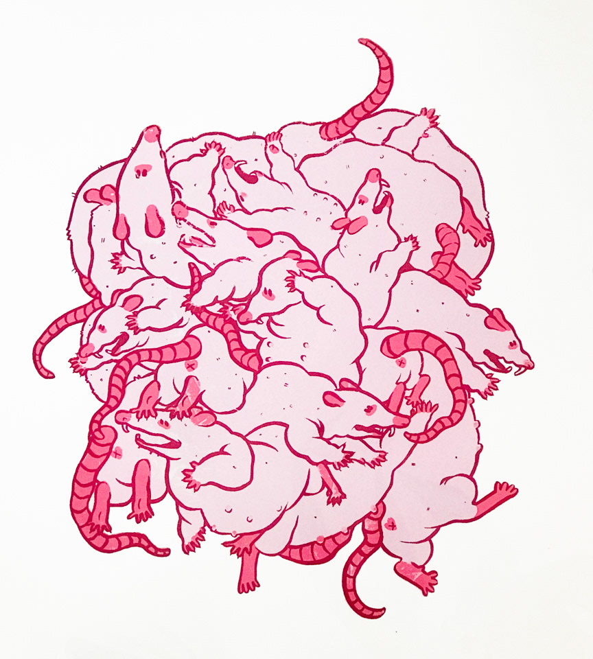 "Rat Pile", Screenprint, 2019