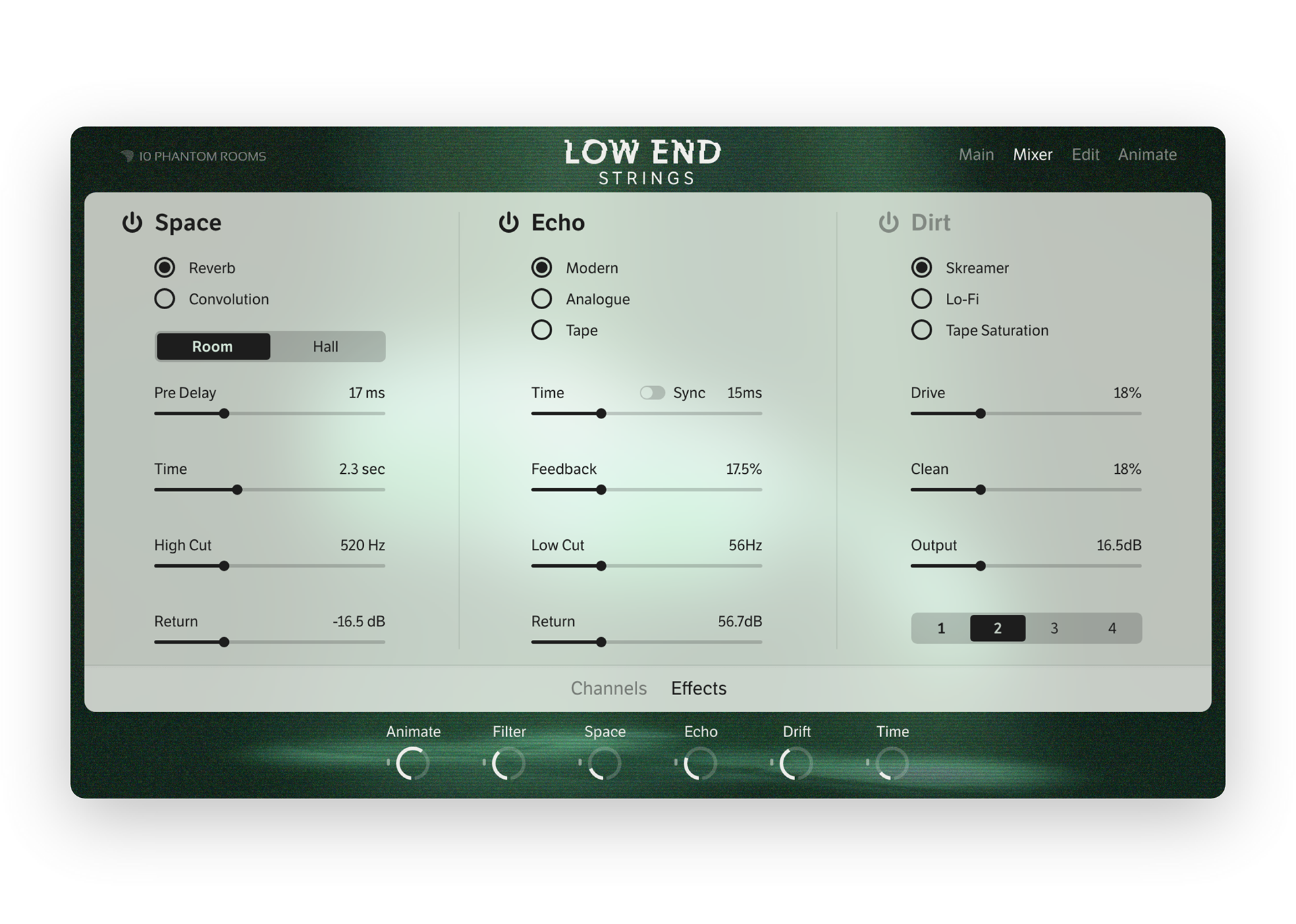 Mixer Page - Effects