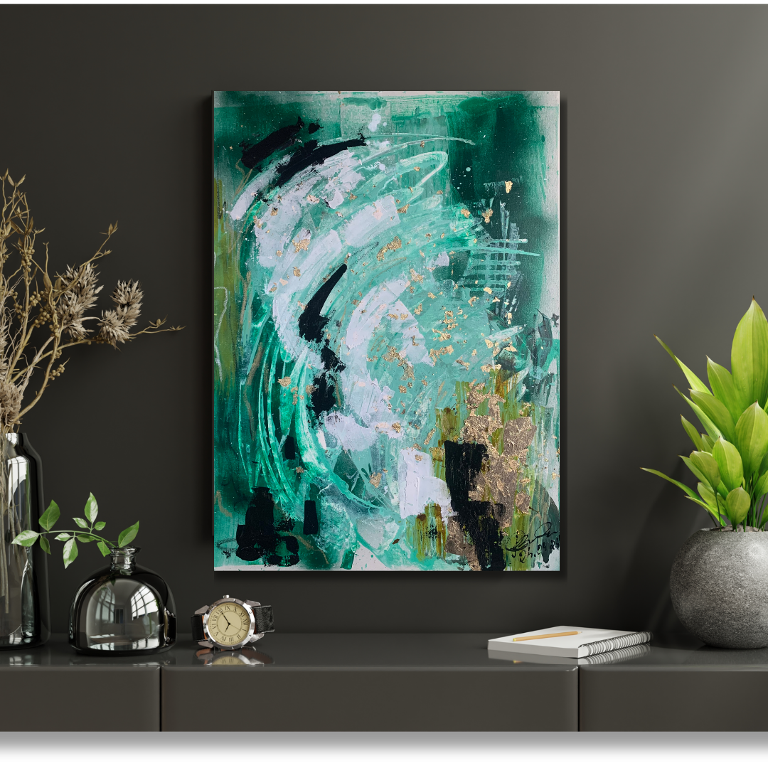 50x70cm "Geheimnisvolles Grün" 420€