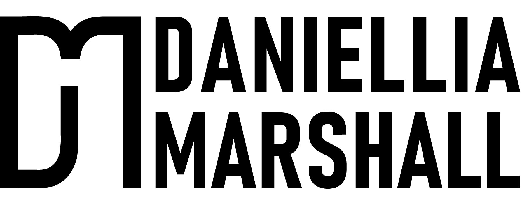 Daniellia Marshall's Logo consisting of an intertwined D and M and my full name spelled out to the right of it. 