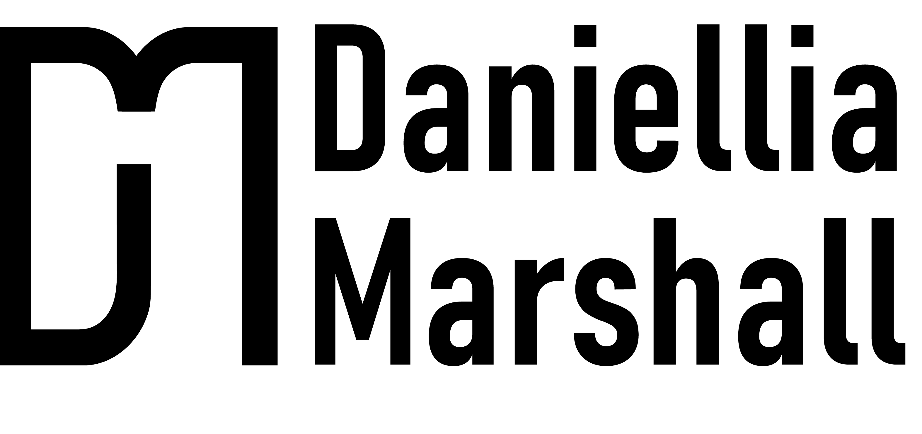 Daniellia Marshall's Logo consisting of an intertwined D and M and my full name spelled out to the right of it. 