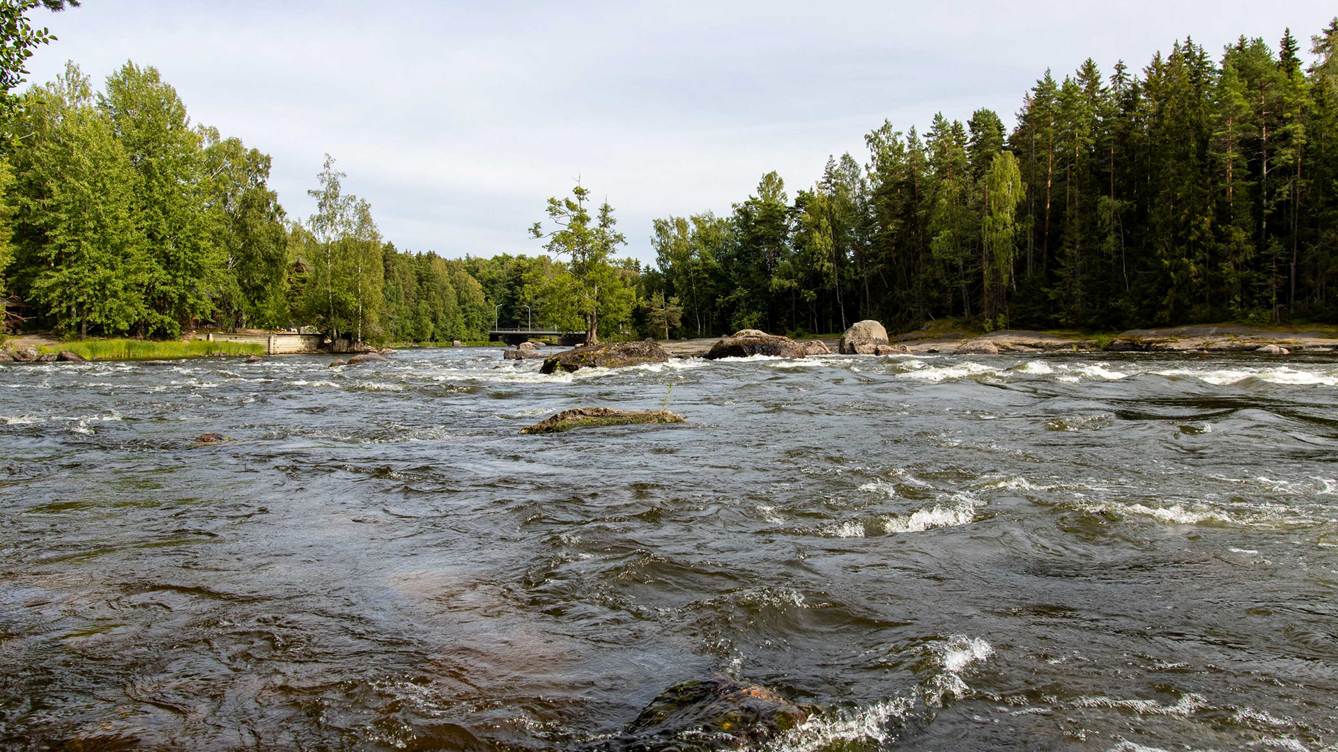Langinkoski, jonka kautta Kymijoen Langinkoskenhaara laskee Suomenlahteen.