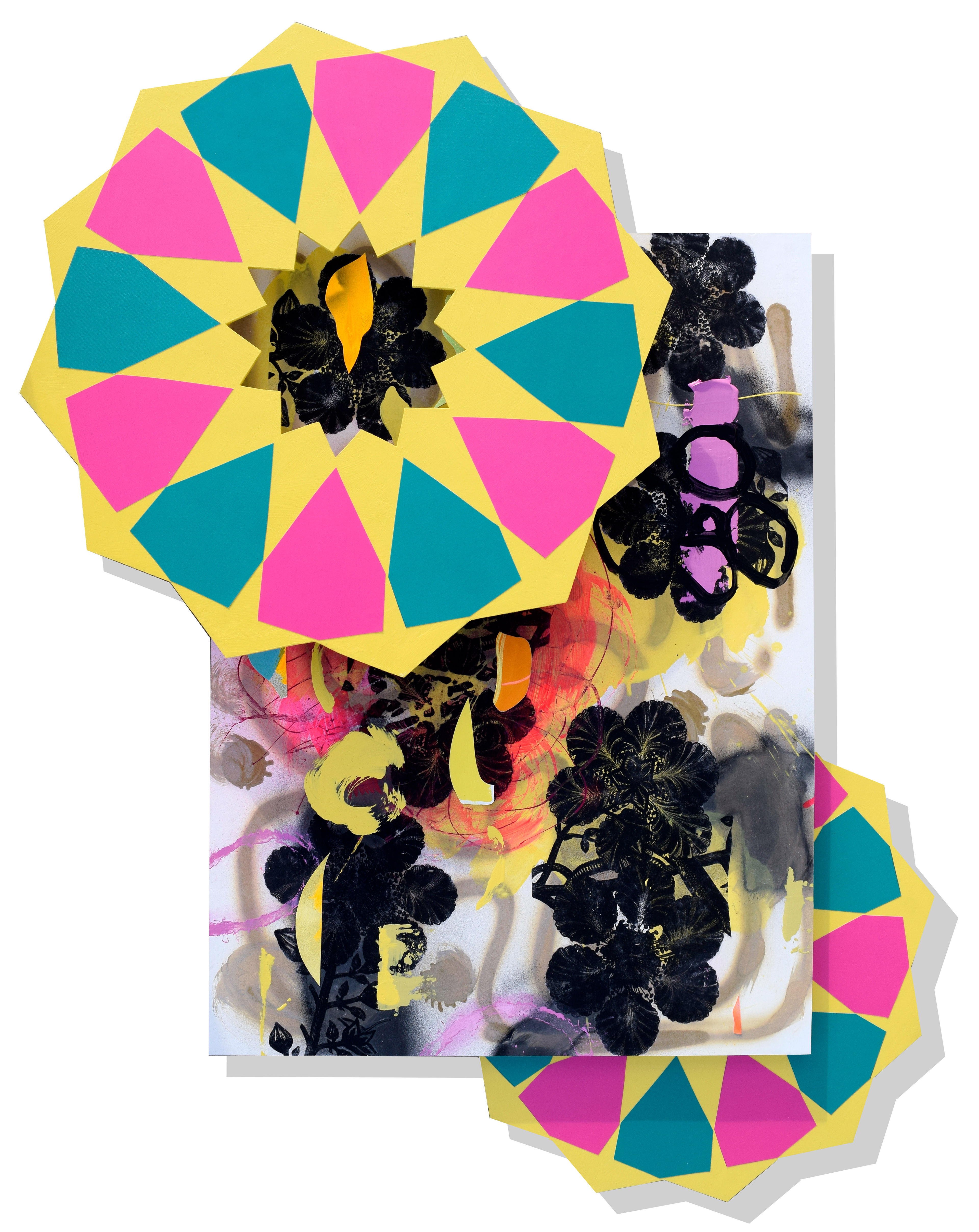 Foraging Patterns, 2016, 22.5"x30" Wall Relief: mixed media collage on panel