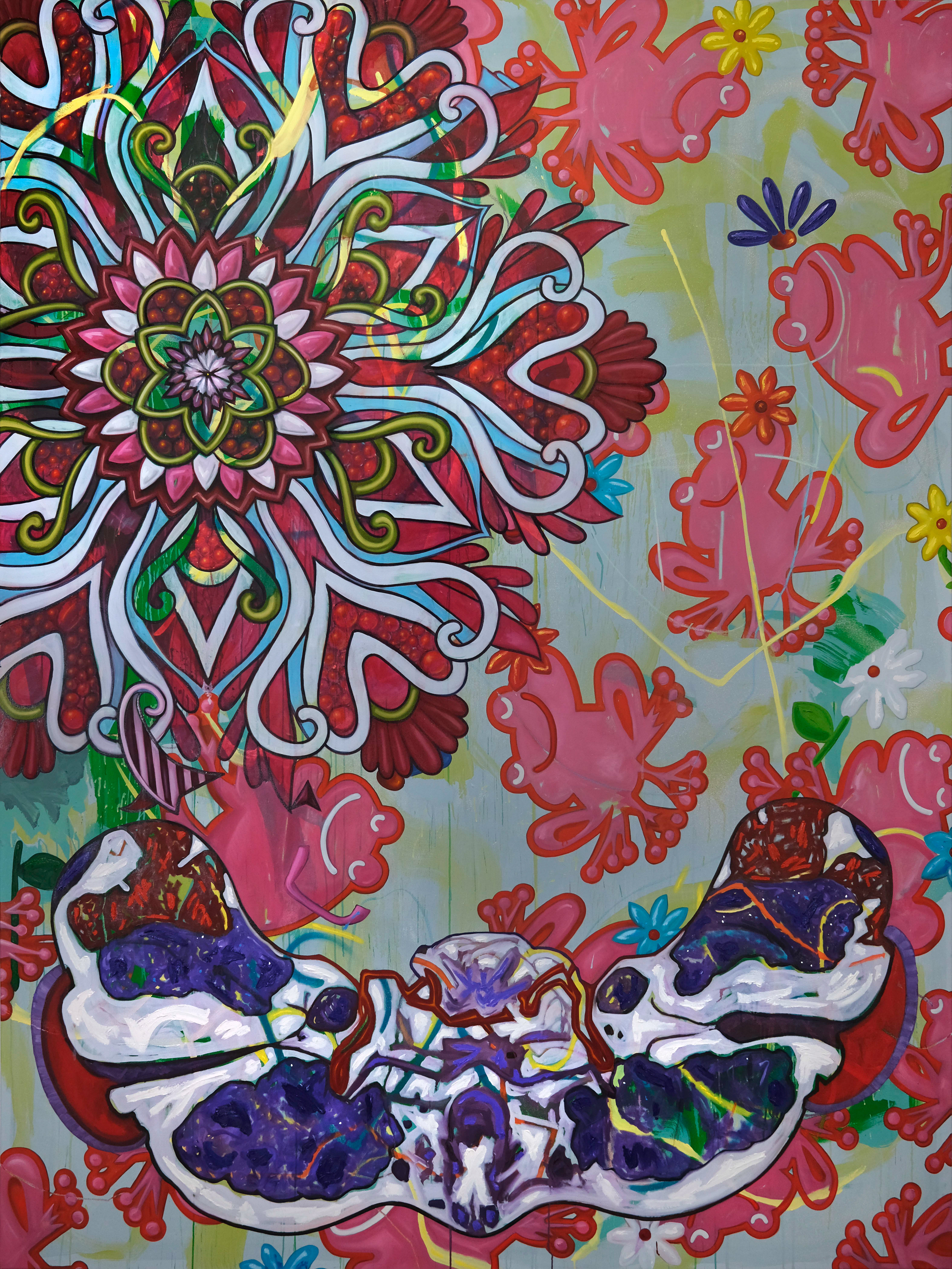 Touch Me to Begin, 2021, Mixed media on canvas, 84” x 112”