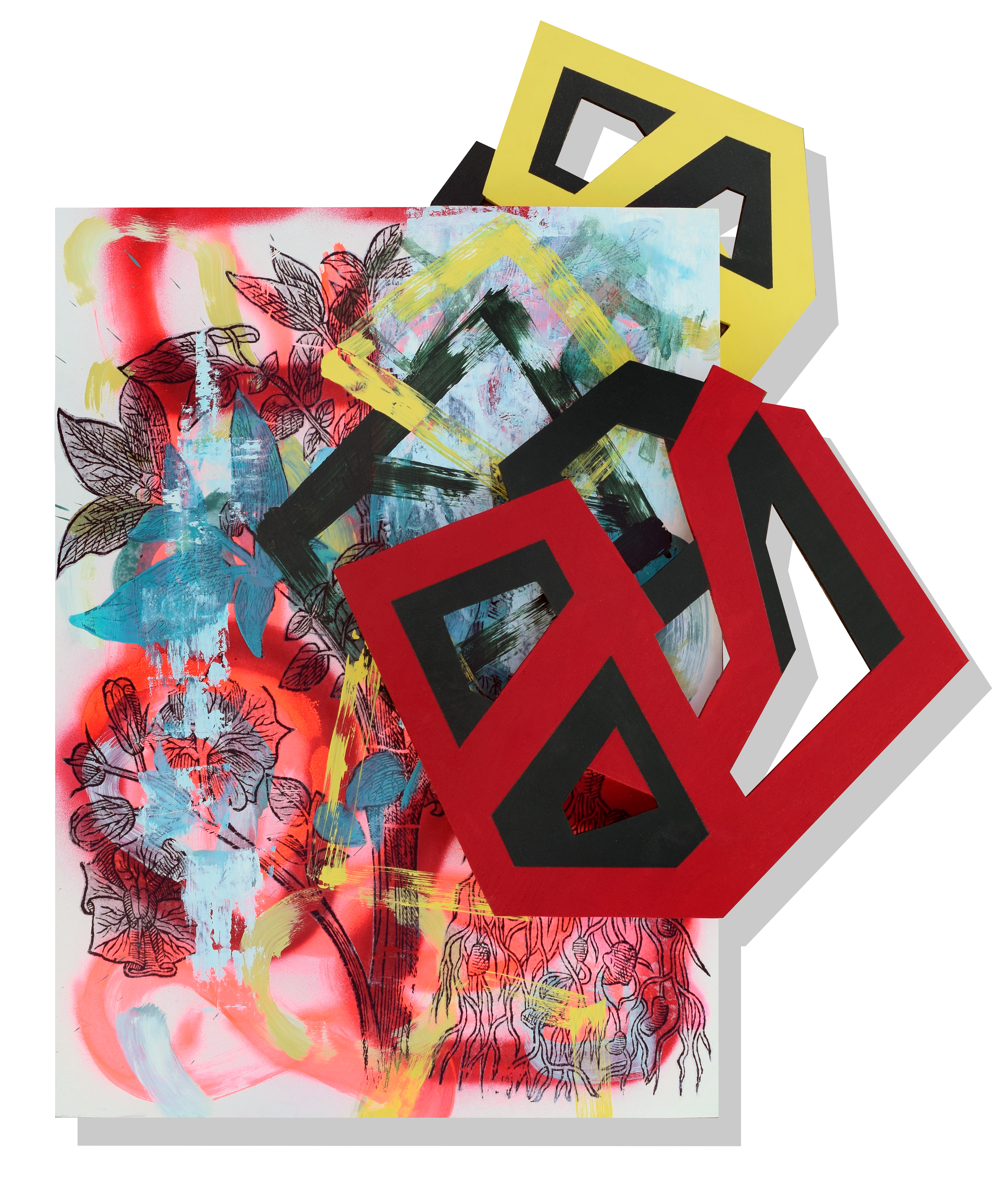 We Both Ate Light, 2016, 30"x37" Wall Relief: mixed media collage on panel