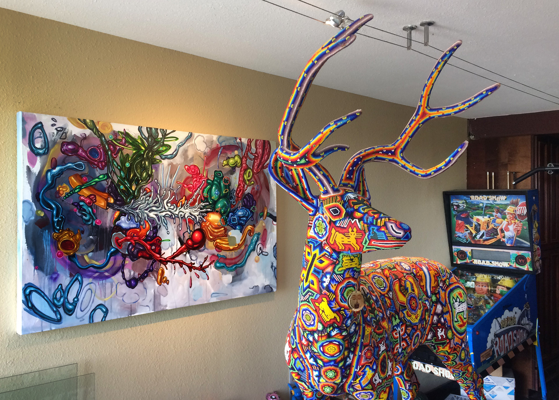 “Funny Feeling” with a Huichol beaded stag in the Ben Bethel collection