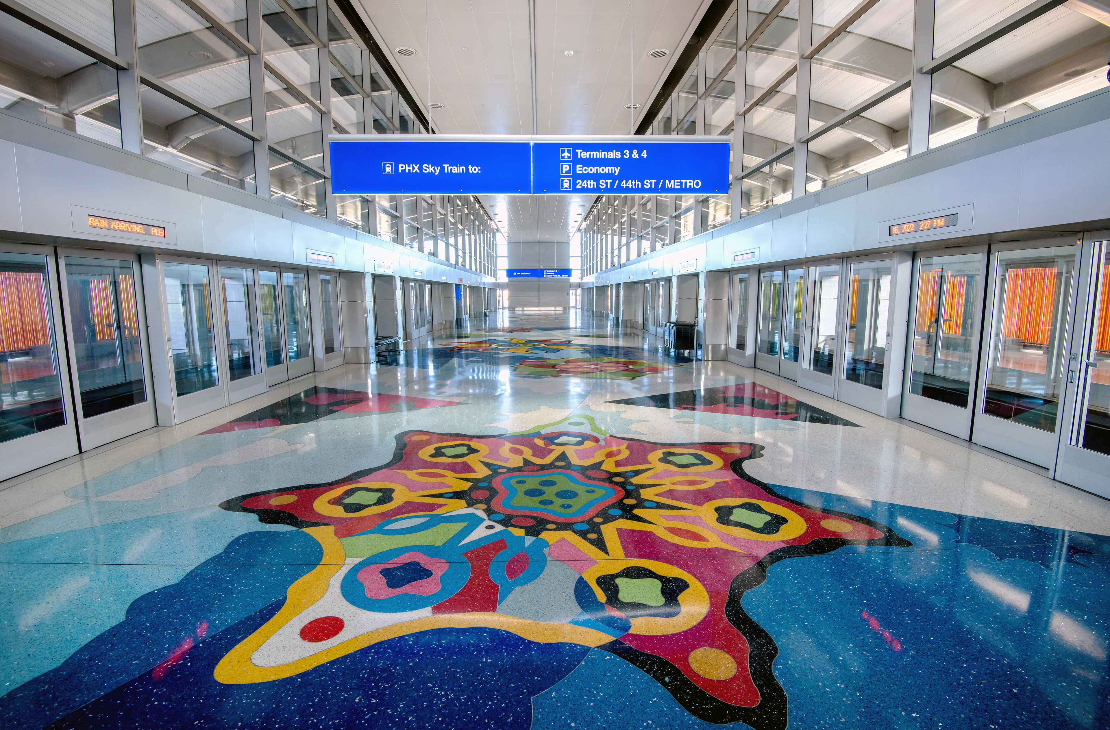 From the Earth to the Sky Terrazzo Floor at the Phoenix Sky Harbor Rental Car Return SkyTrain Station. 