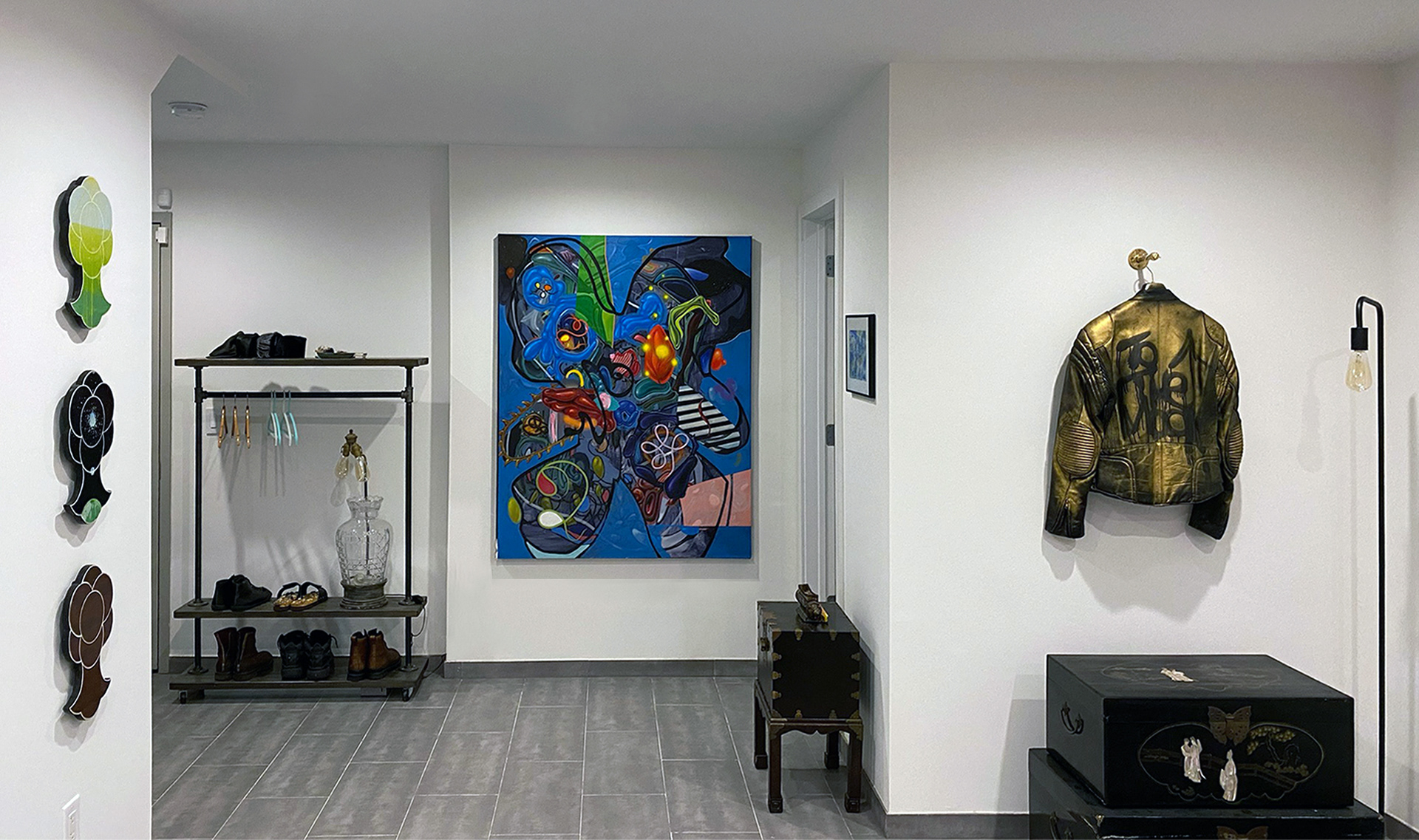 "Beware Slippy" displayed in a Brooklyn apartment