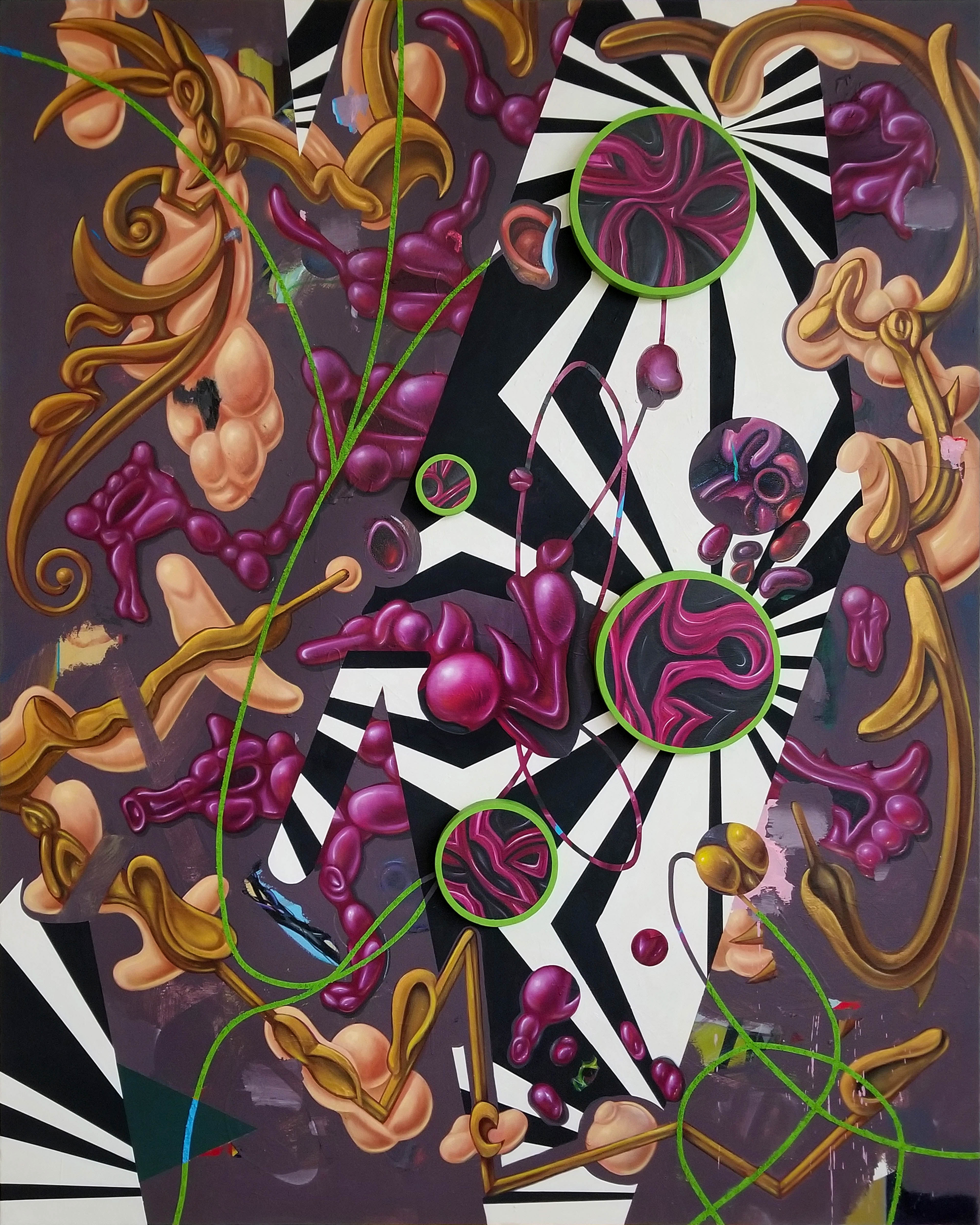 Wrap Those Lungs Around Me So I Can Hear You Breathe In Stereo, 2020, 48” x 60” mixed media on canvas