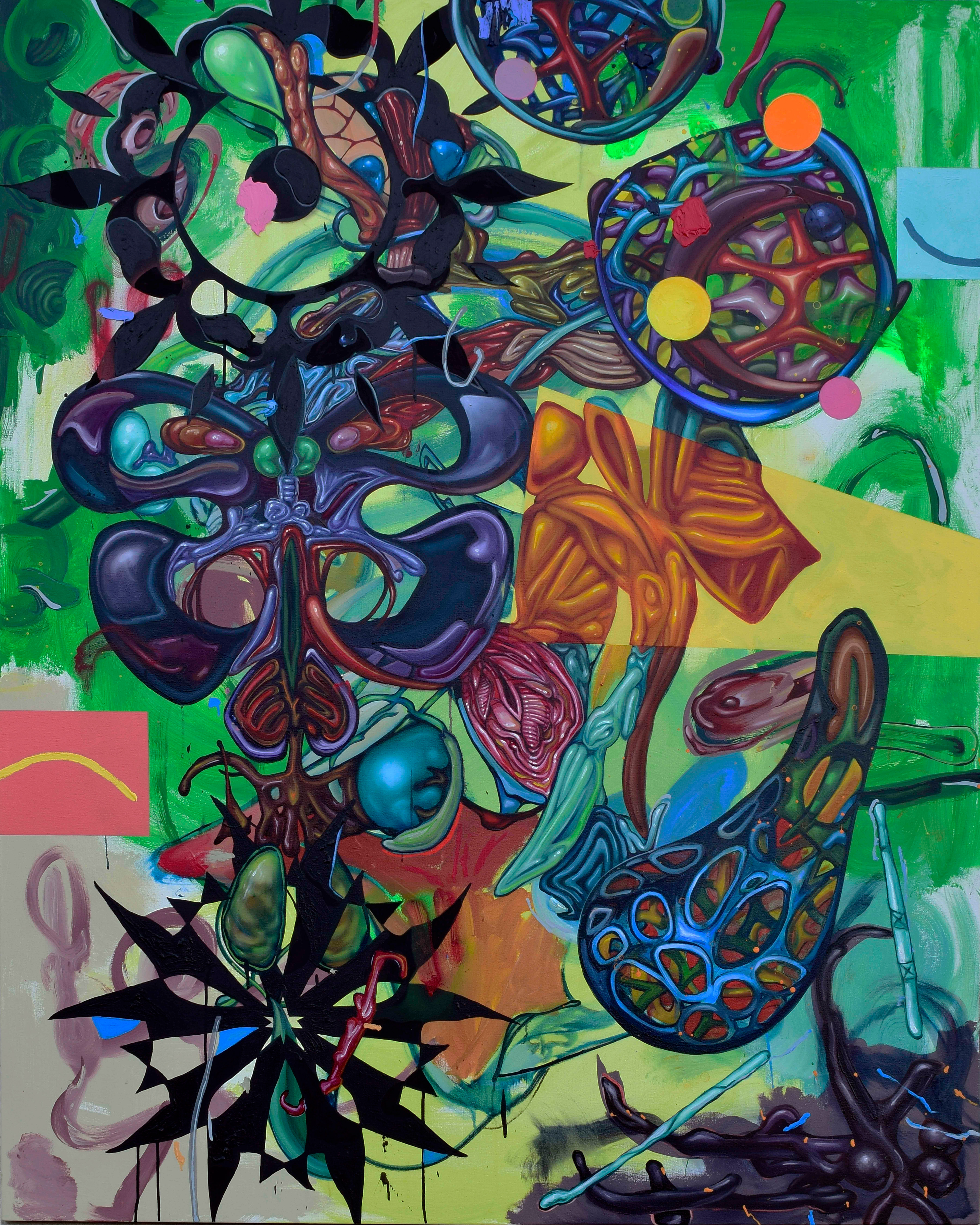 Grave Yard Drug Party, 2017 48" x 60" mixed media on canvas
