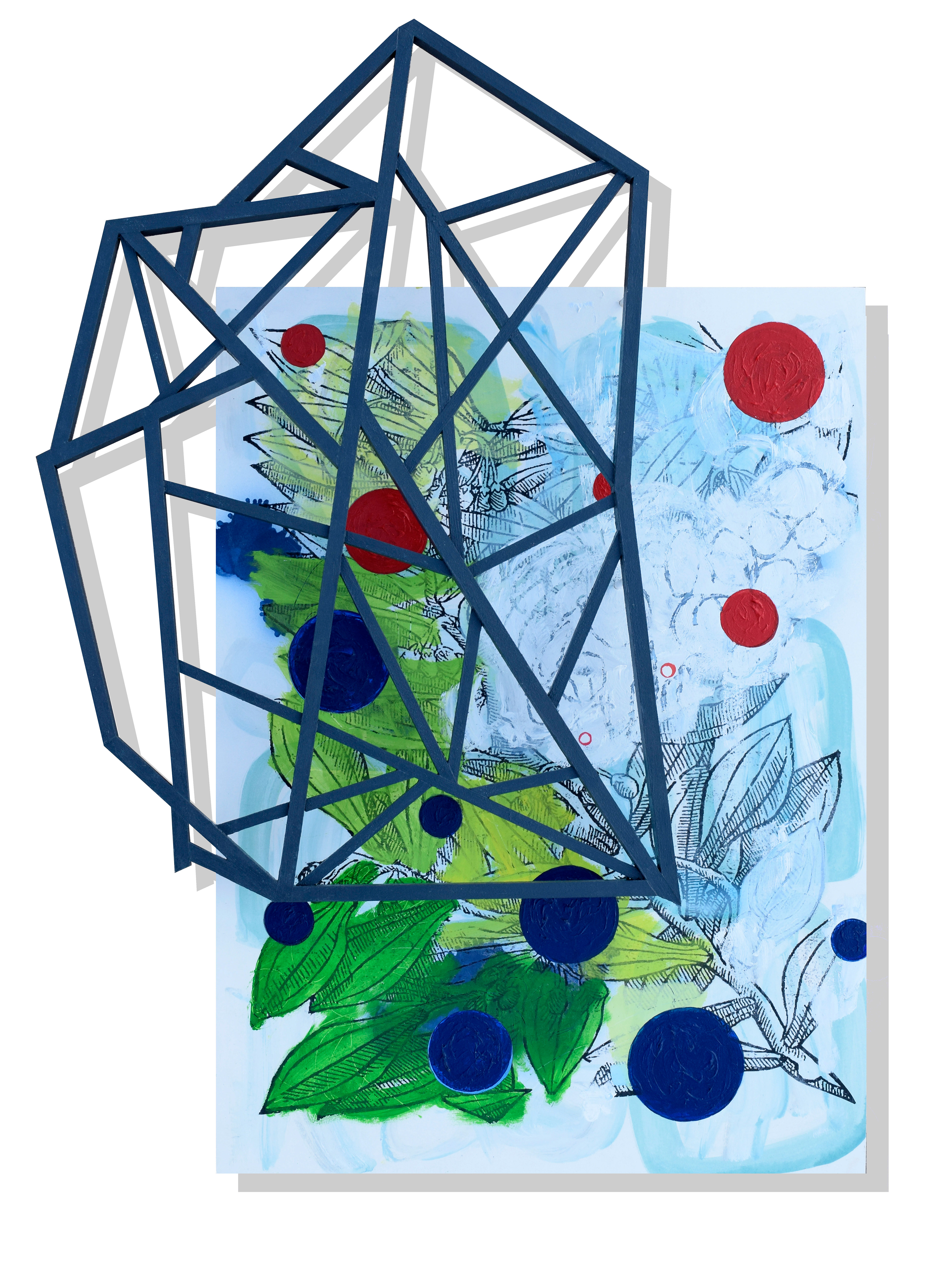 A Creeping Growth Habit, 2016, 30"x37" Wall Relief: mixed media collage on panel