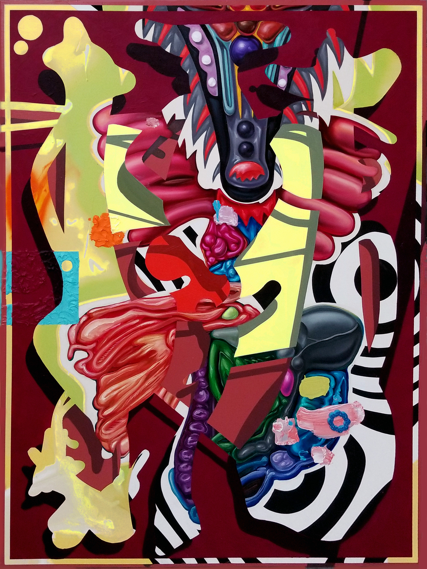 Touch Hole, 2019, 36" x 48" mixed media on canvas