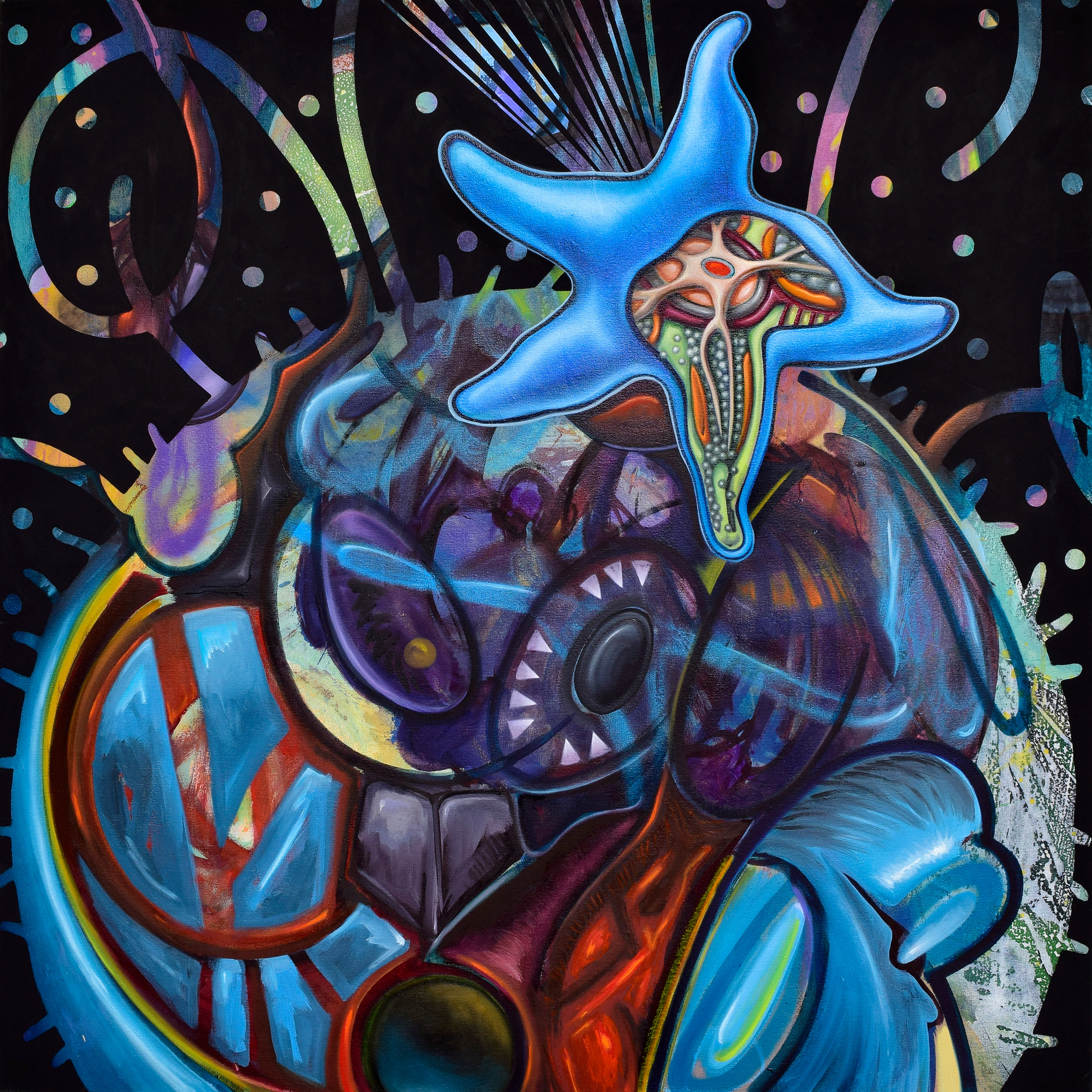 Positive Contact, 2023 Mixed Media on canvas, 36”x36”